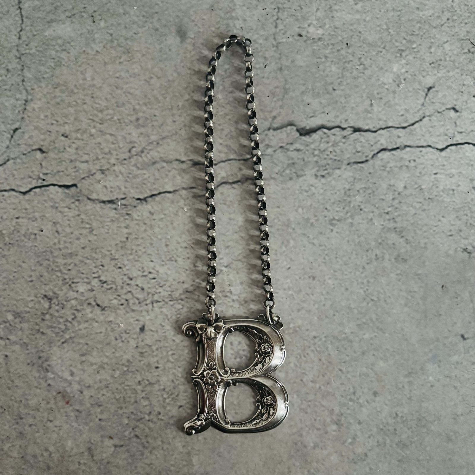 Antique Silver Letter B Brandy Decanter Label photo furniture