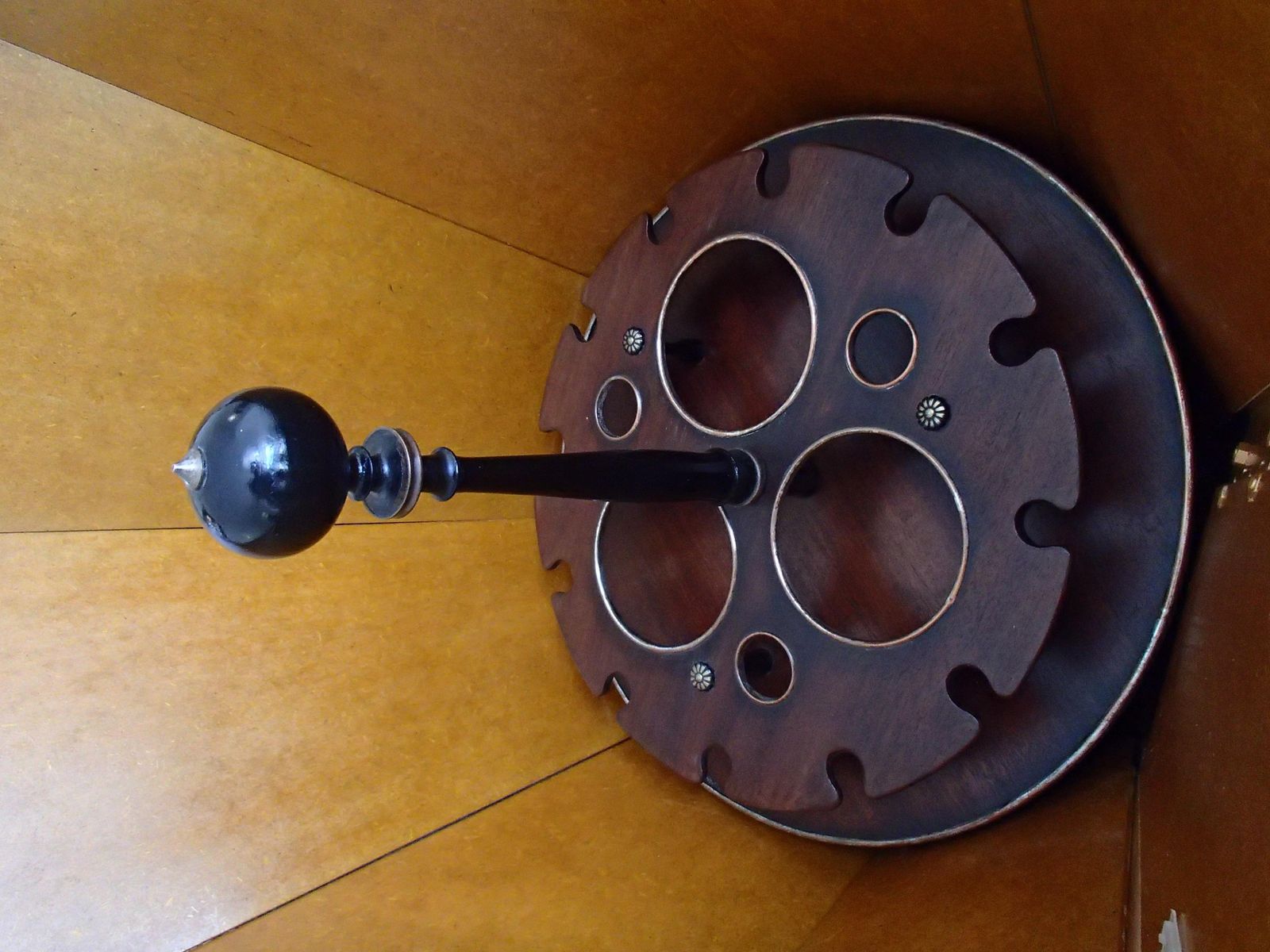 Art Deco Copper Bar Table On Wheels With Turnable Tray Inside And Glass Top photo vinterior