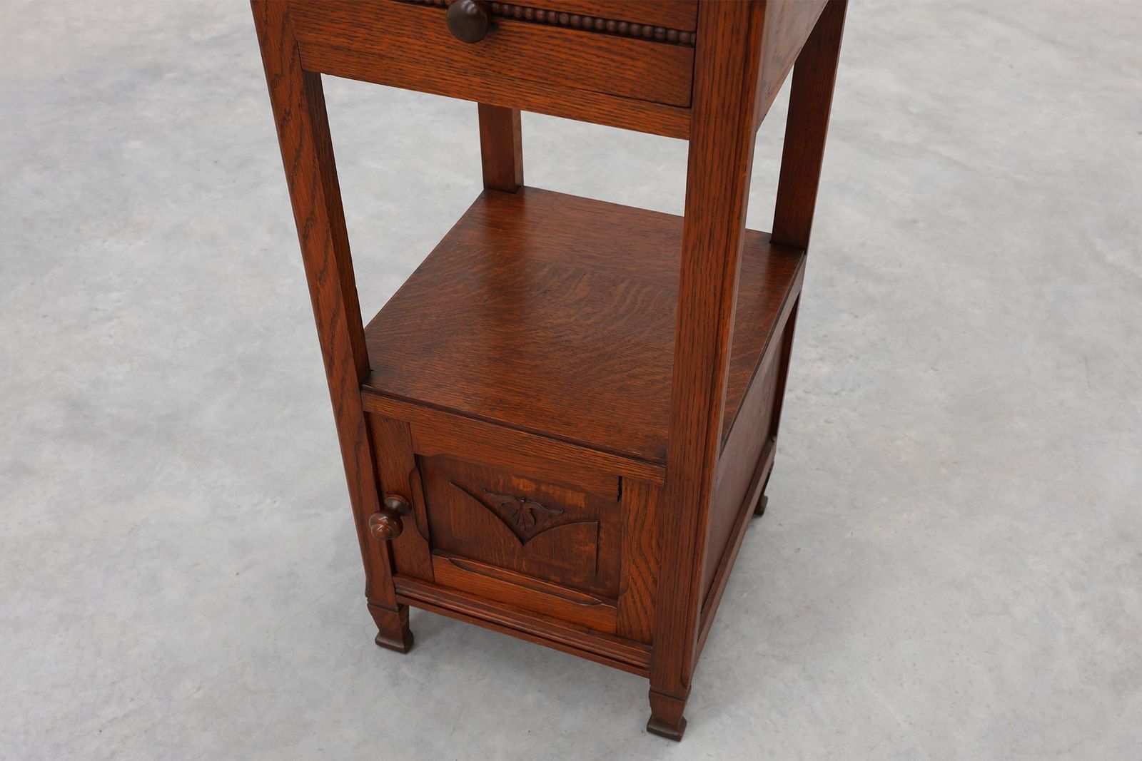 photo vinterior Art Deco Wood And Terracotta Marble Top Nightstand France 1920s