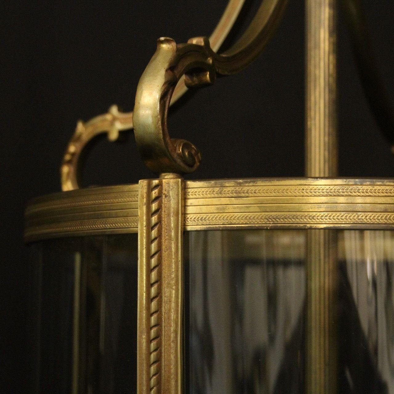 French Gilded Bronze Antique Hall Lantern photo for sale