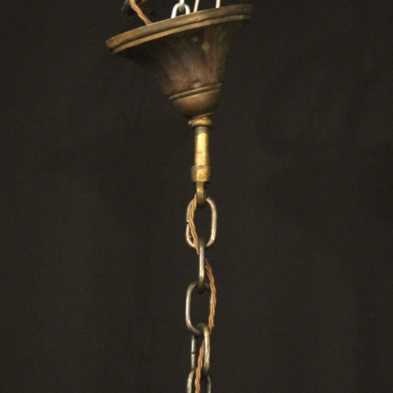 French Bronze Twin Light Antique Hall Lantern photo vintage