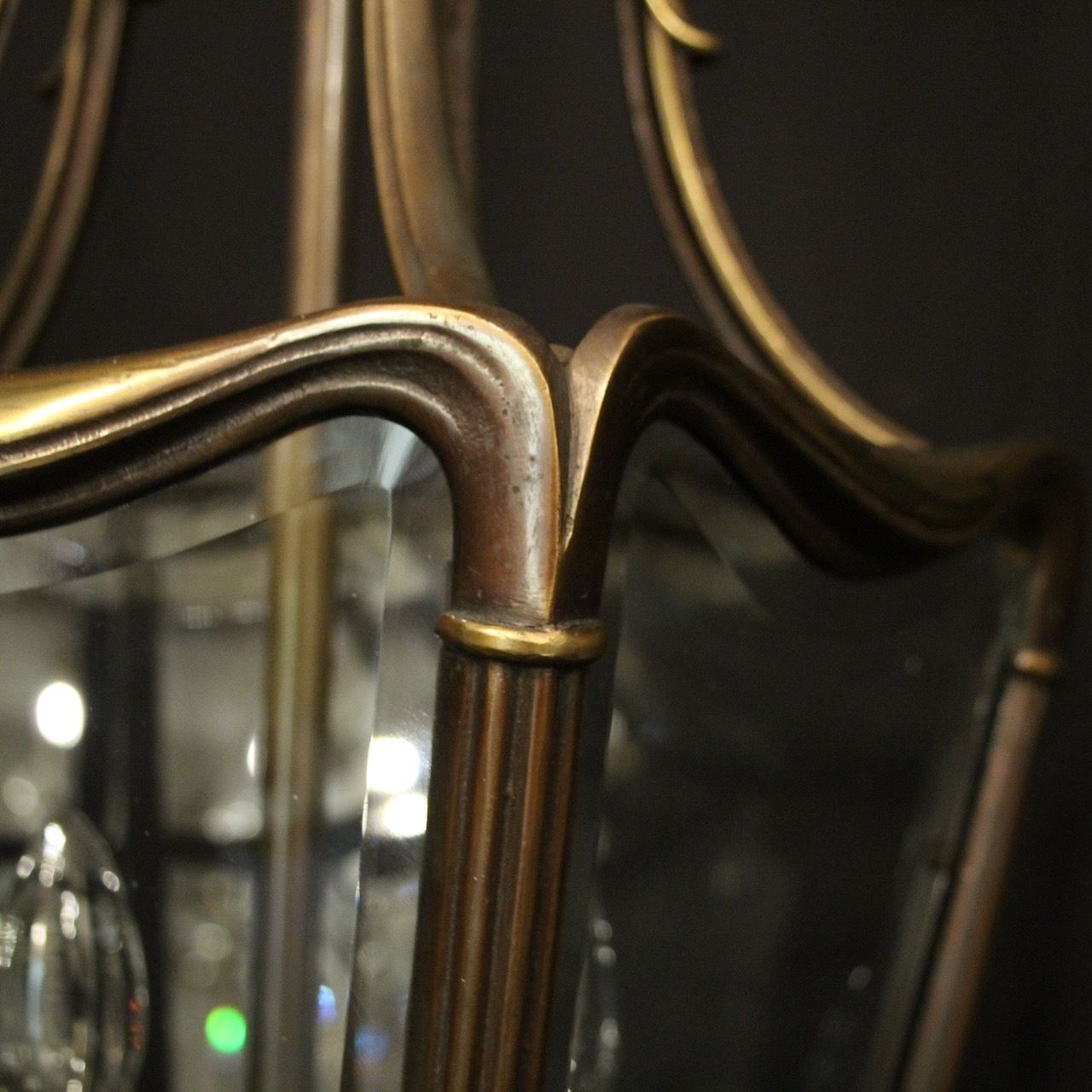 photo for sale French Bronze Twin Light Antique Hall Lantern