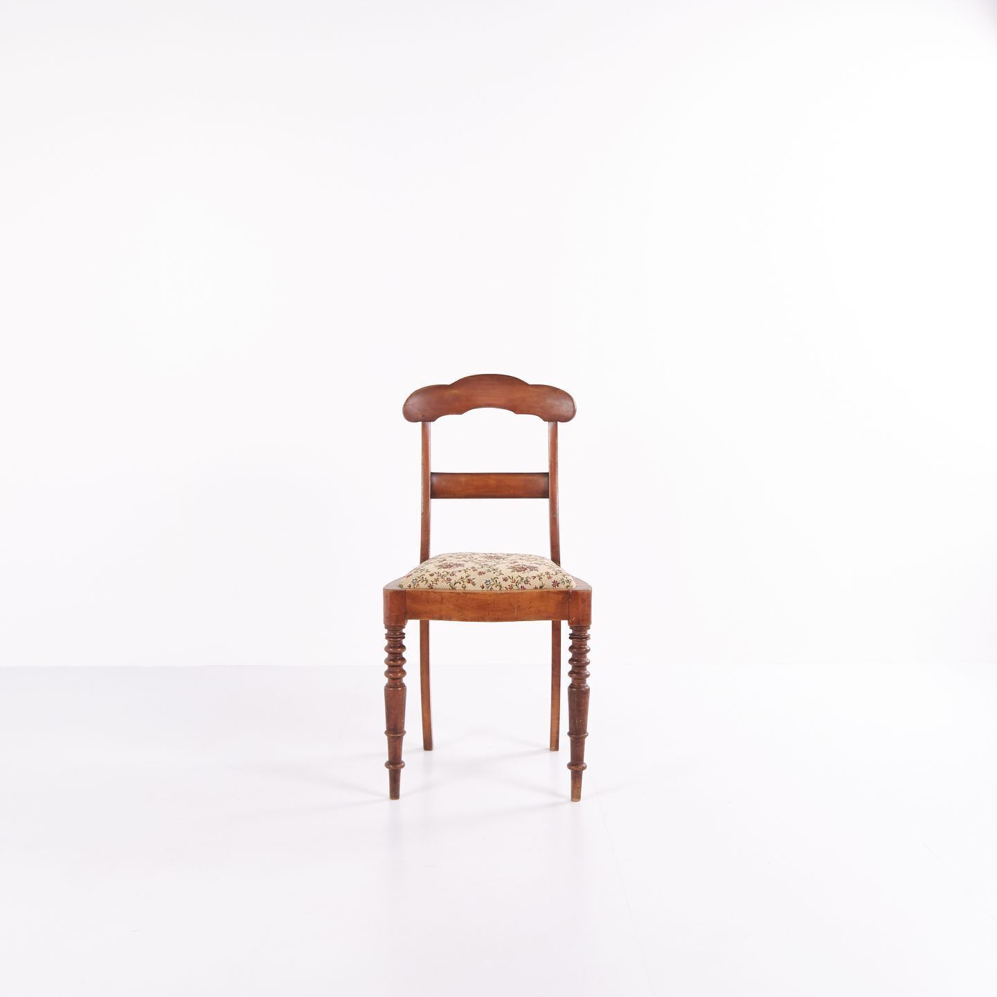 Dining Chair / Hall Chair   Mahogany   Floral Fabric   Late Empire