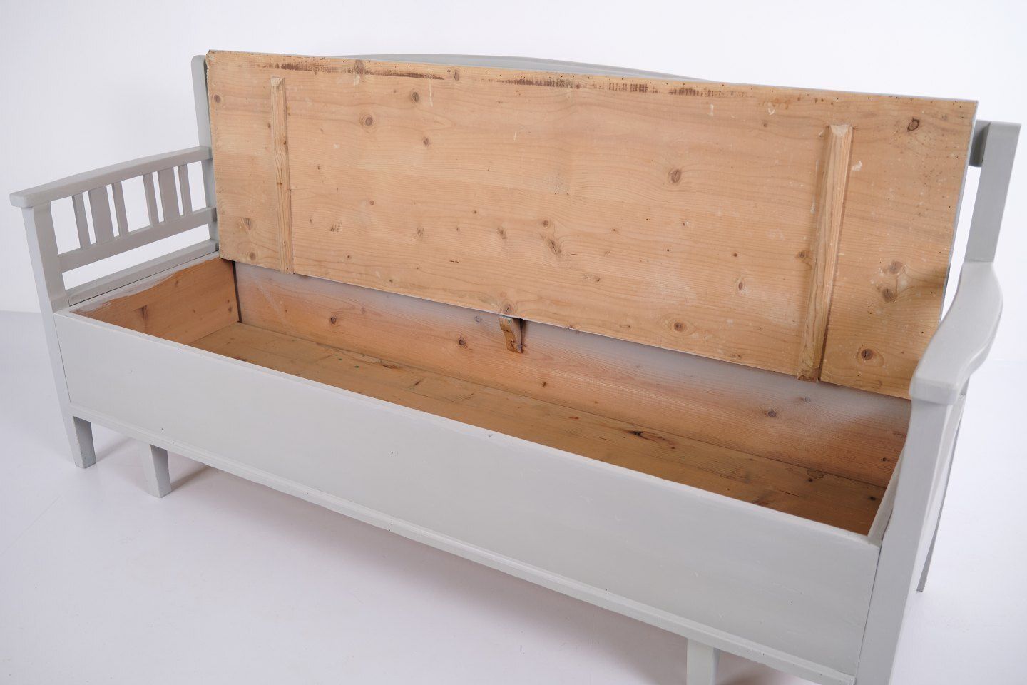 Swedish Bench   Grey Painted   Antique   Painted Pine   Year 1860s photo vintage