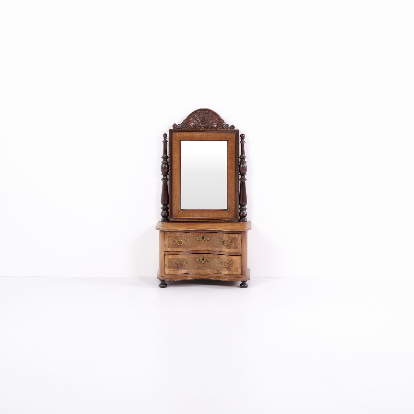 Children's Furniture With Mirror   Mahogany   2 Drawers   Approx. 1860