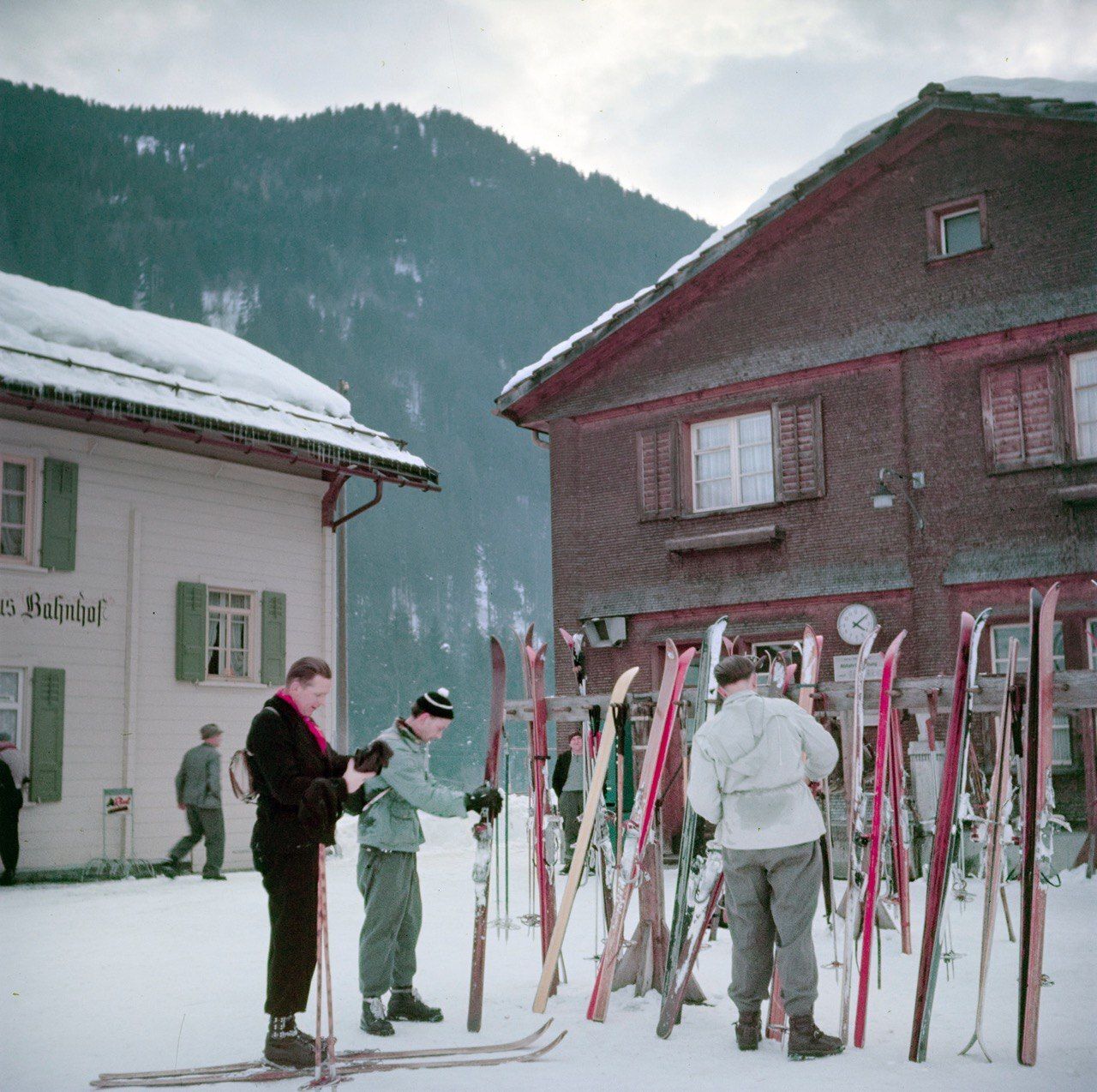 Toni Frissell 'Alpine Railway Station' Archival Pigment Print Framed In Brown
