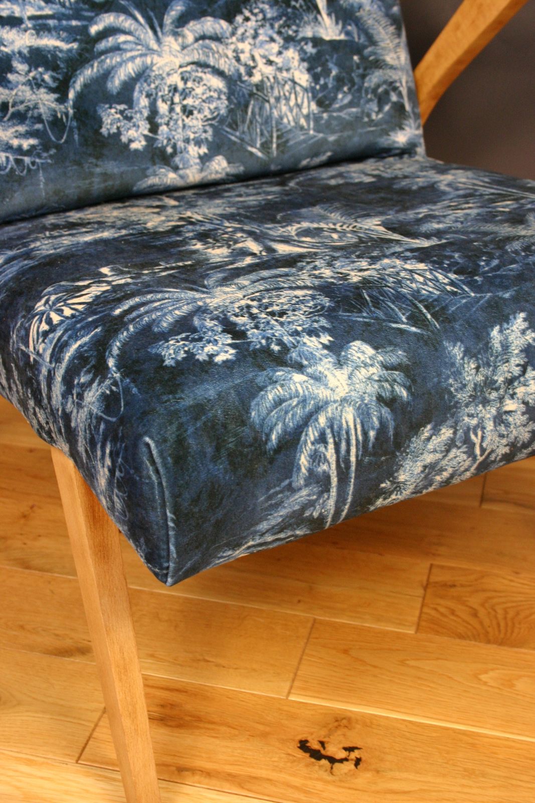 Mid Century Armchair Reupholstered In Linwood Velvet   Sculptural Oak Frame   1950s Modern Design photo Furniture