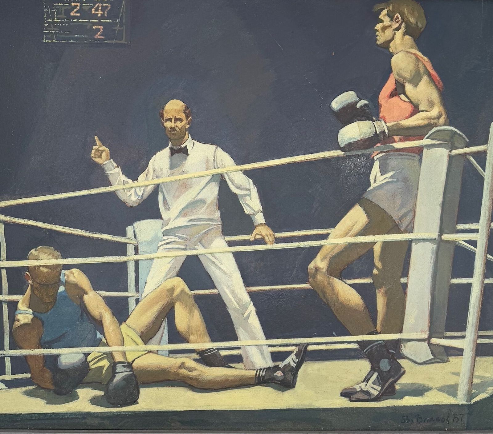 3675.0 "The Knockout" By Russian Artist Vladimir Grigorevich Vlasov 1927 1999 photo