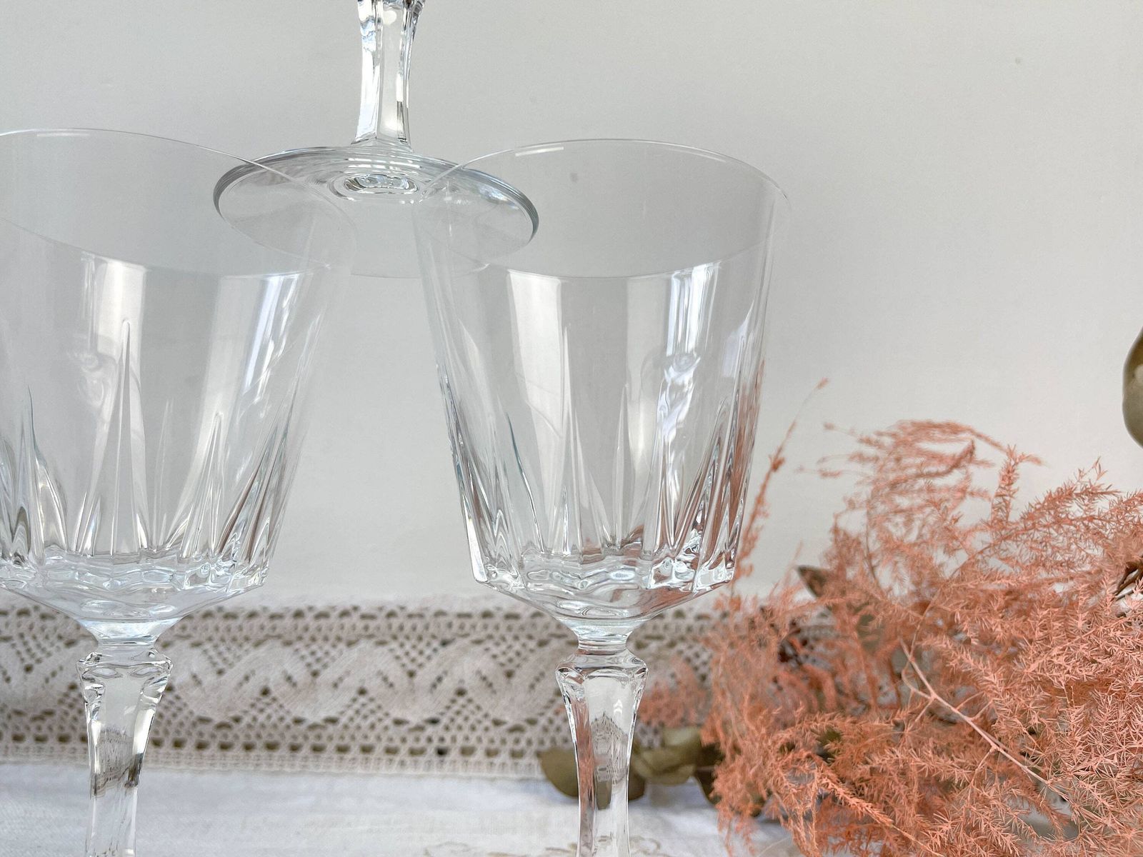 6 Vintage Cristal D'arques Versailles Water Glasses   Crystal Stemmed Glasses Made In France   Elegant French Vintage Tableware photo 65.0