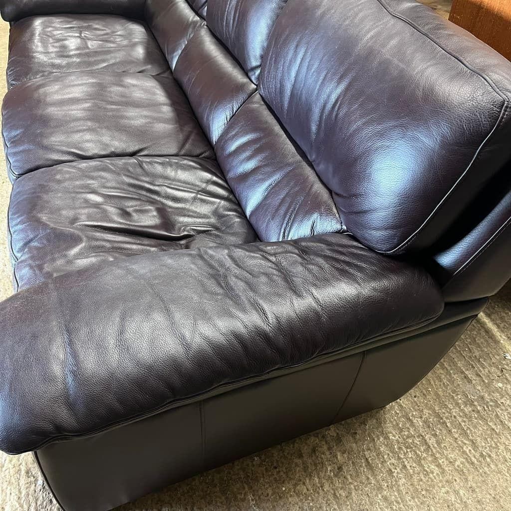 3 Seater Leather Sofa Dark Chocolate Colour Wide Arms Preloved photo buy