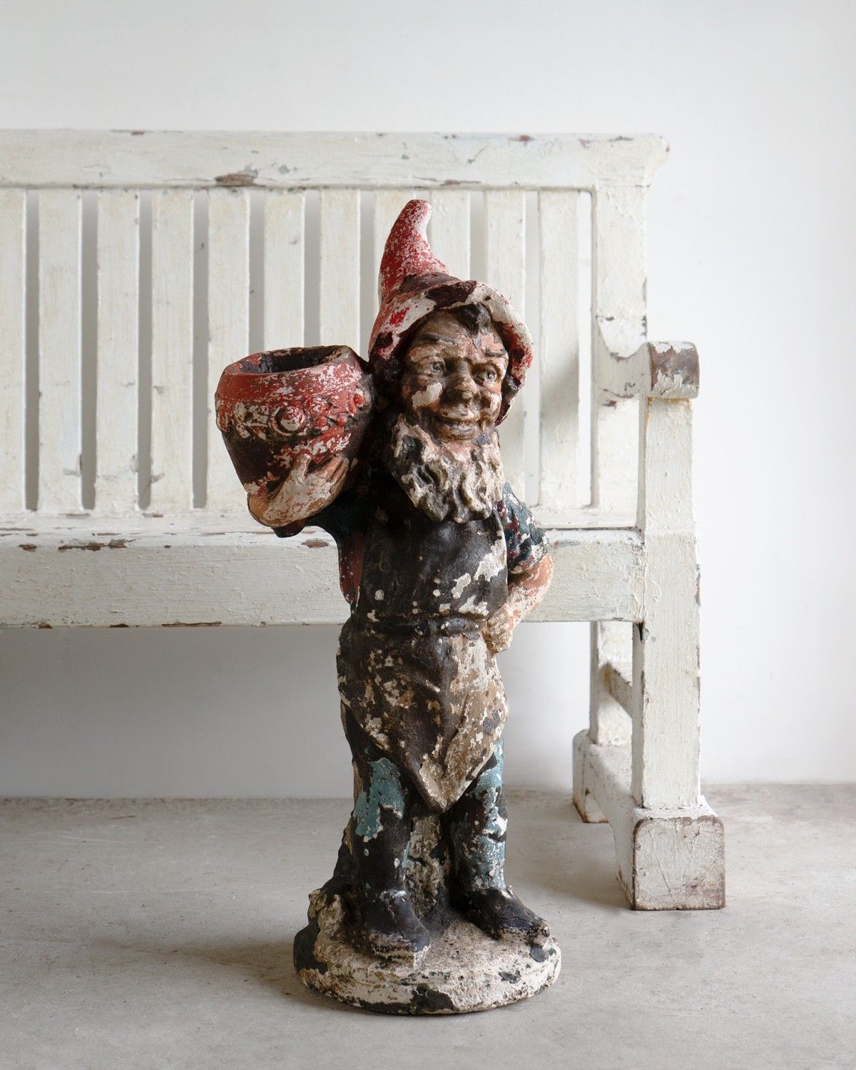 Large Antique German Painted Garden Gnome Figure, C. 1920s photo for sale