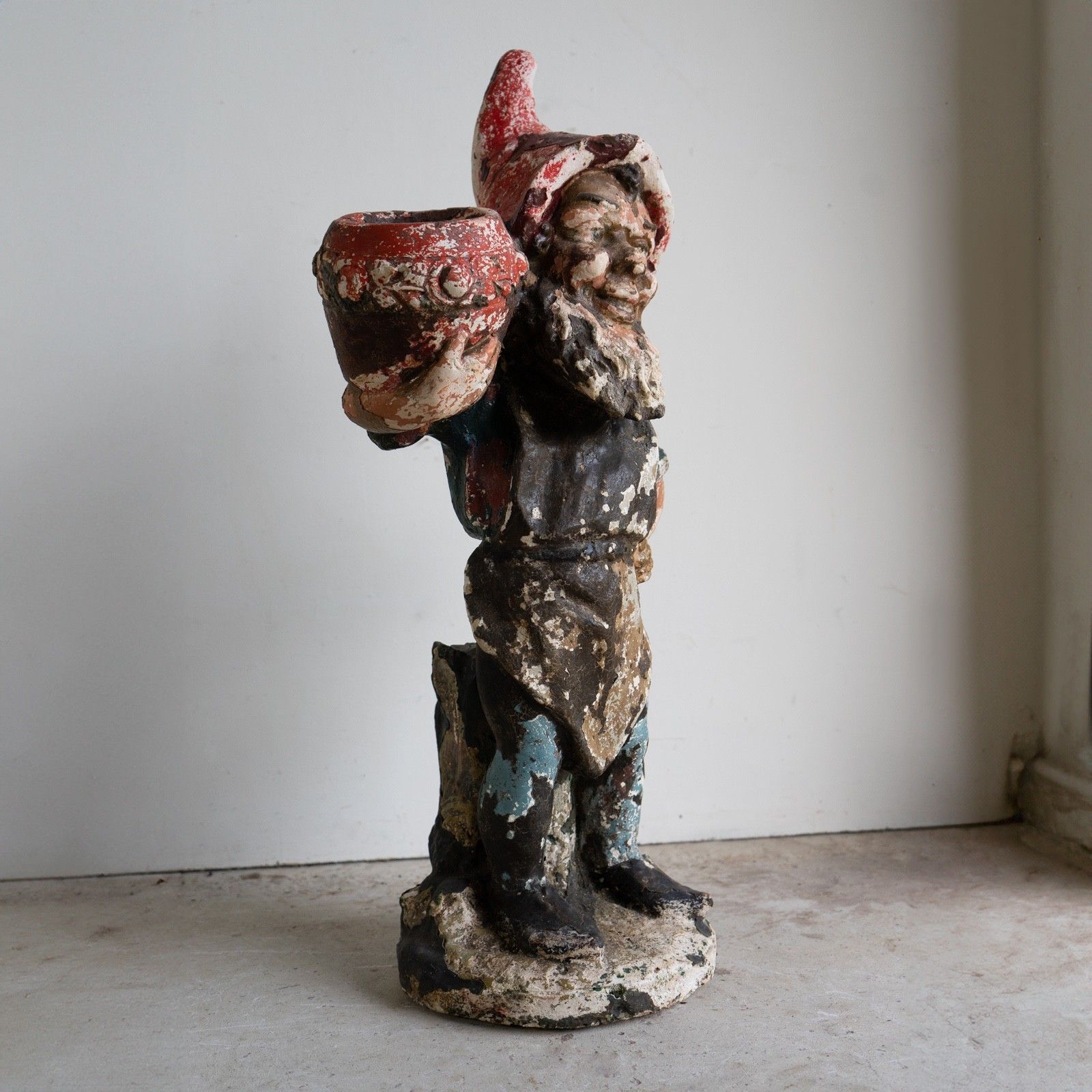 Large Antique German Painted Garden Gnome Figure, C. 1920s photo buy