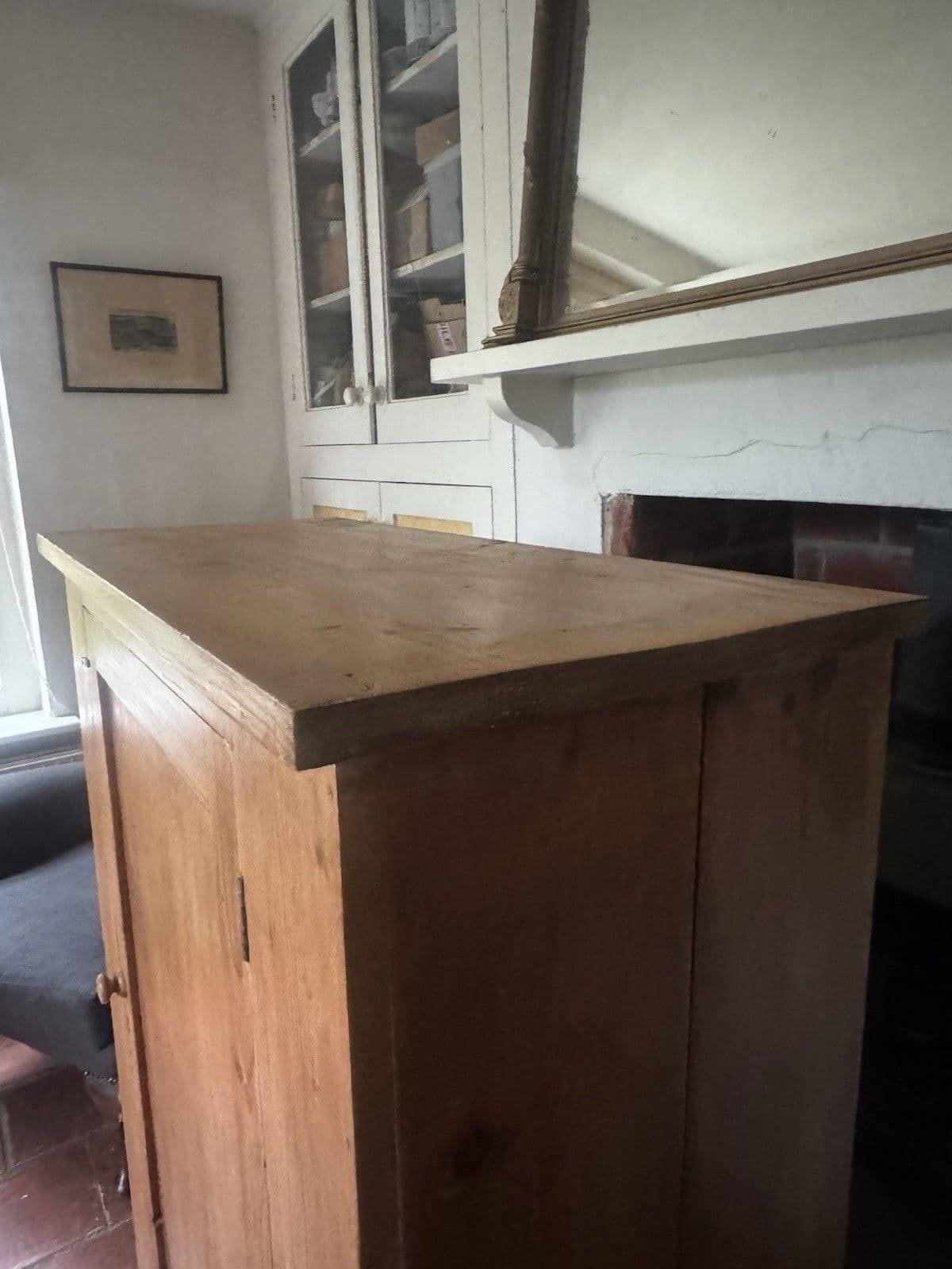 Antique Stripped Solid Pine & Ply School Toy Cupboard Sideboard photo buy