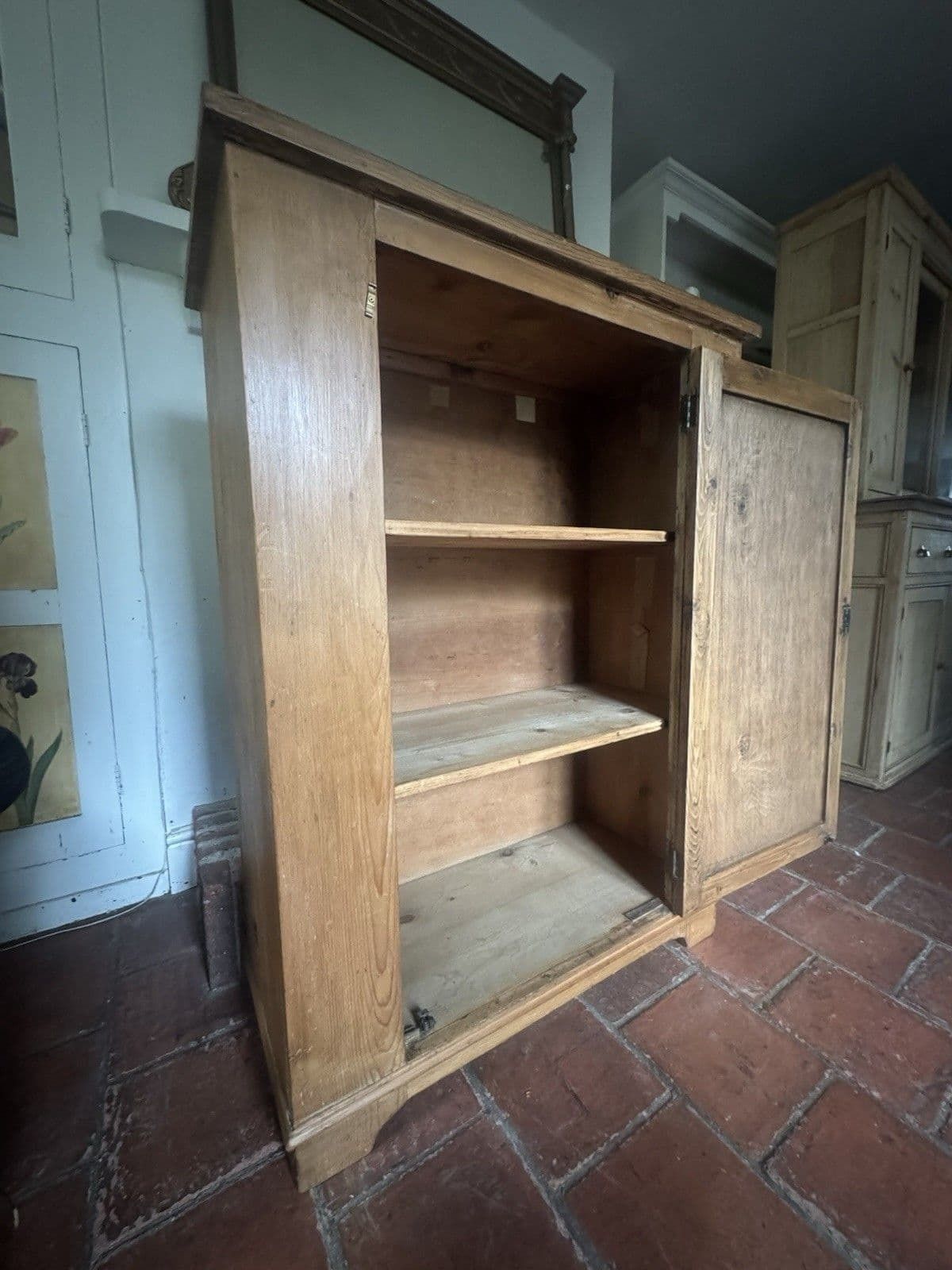 Furniture Antique Stripped Solid Pine & Ply School Toy Cupboard Sideboard photo