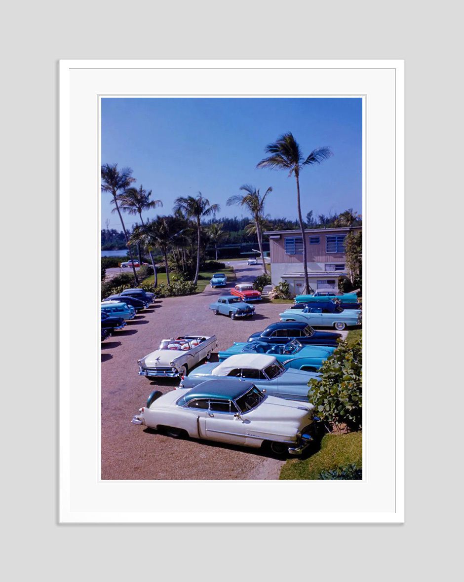 Toni Frissell 'La Coquille Club Car Park' Archival Pigment Print Framed In White photo furniture