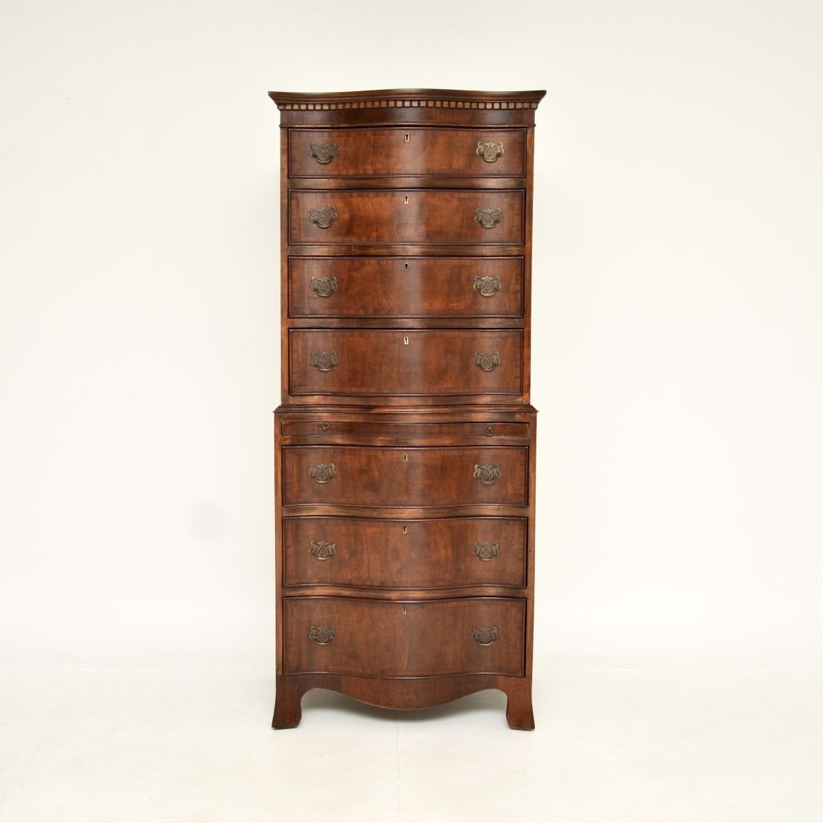 Antique Mahogany Serpentine Chest On Chest Of Drawers photo furniture