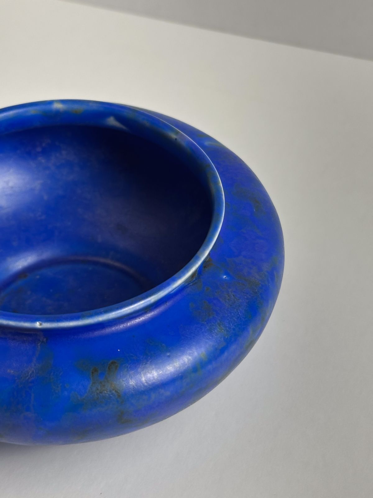 Art Deco Chameleon Ware Bowl In Cobalt Blue By George Clews, Staffordshir, 1930s photo vintage