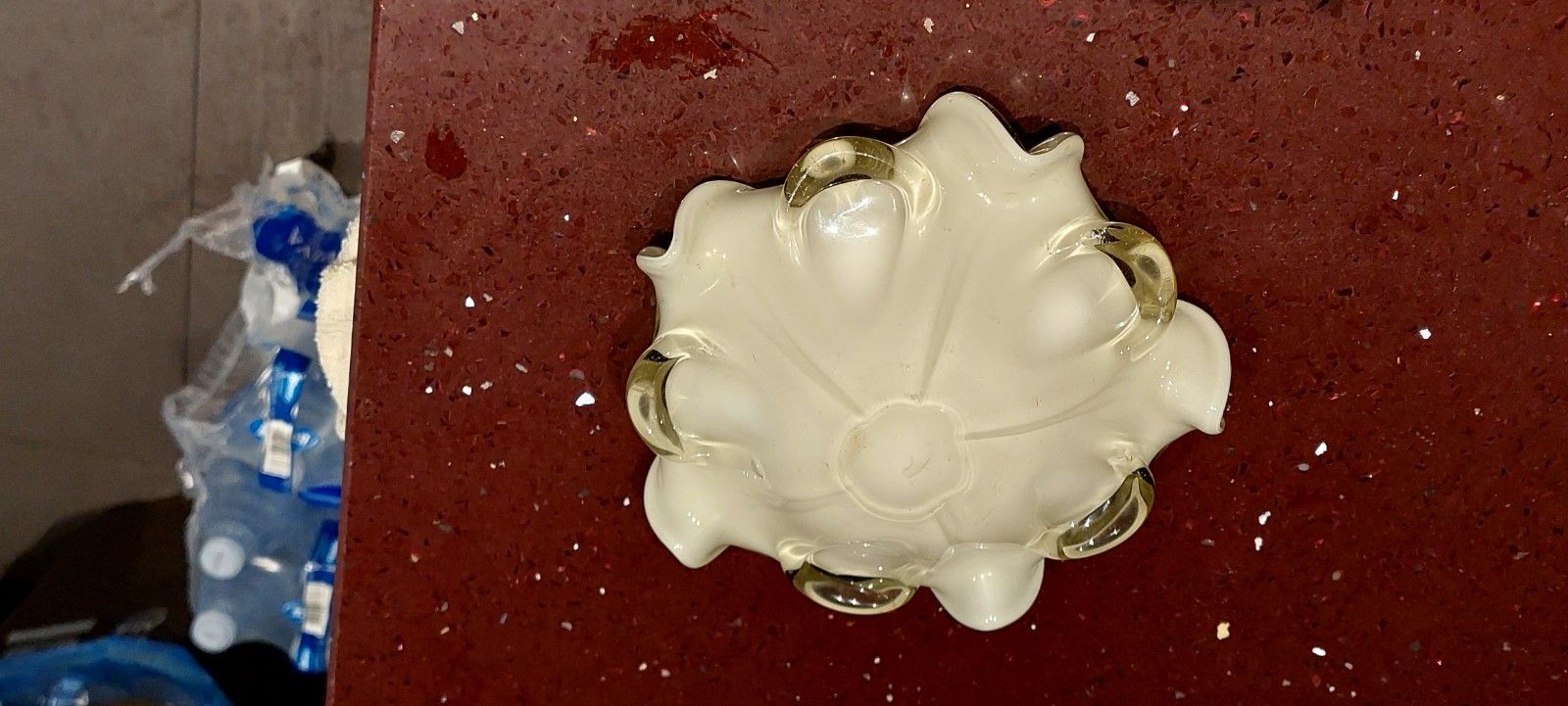 All Fruits Murano Glass Bowl By Dino Martens With Gold Flakes 1960s photo vintage