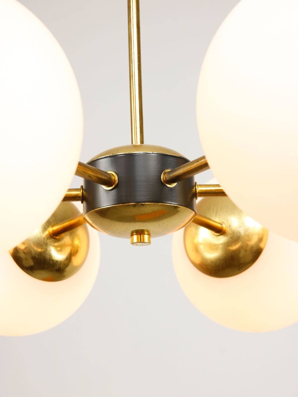 Sputnik 6 Arm Chandelier In Mid Century Modern Italian Style With Opaline Shades, 19 photo Lighting