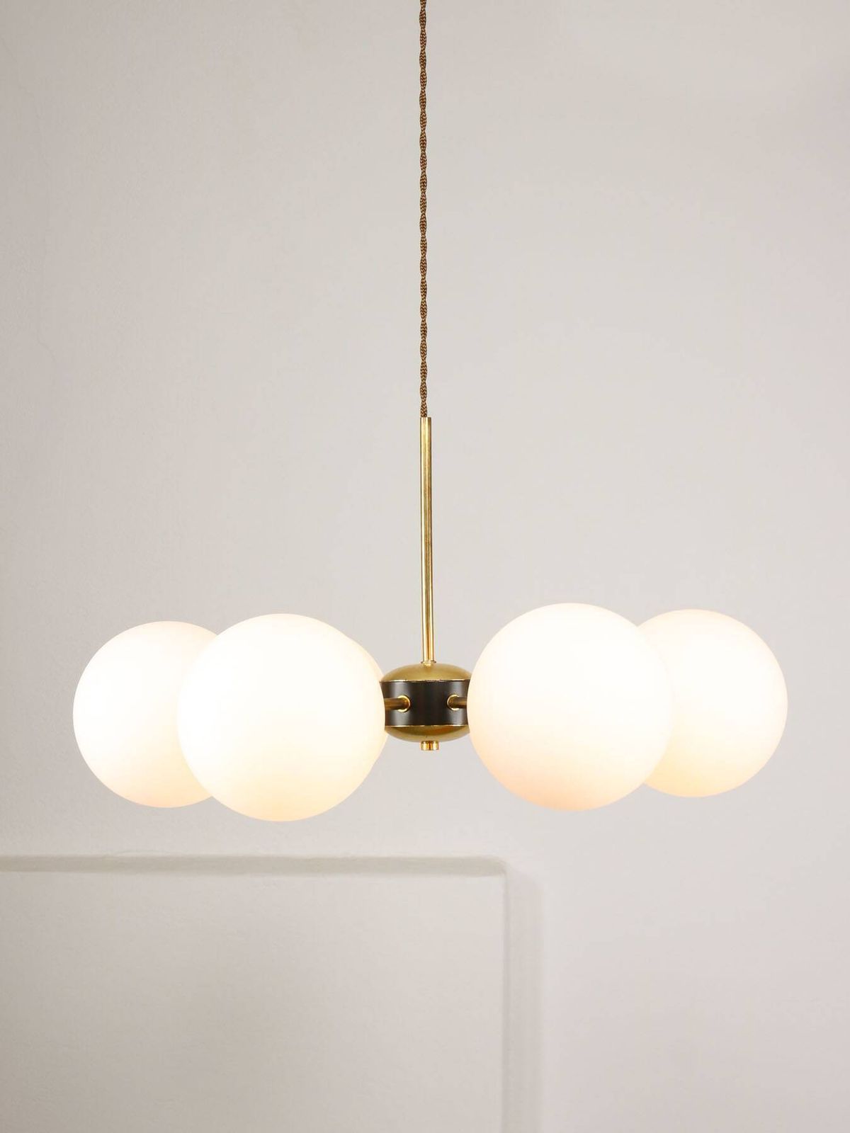 photo vinterior Sputnik 6 Arm Chandelier In Mid Century Modern Italian Style With Opaline Shades, 19