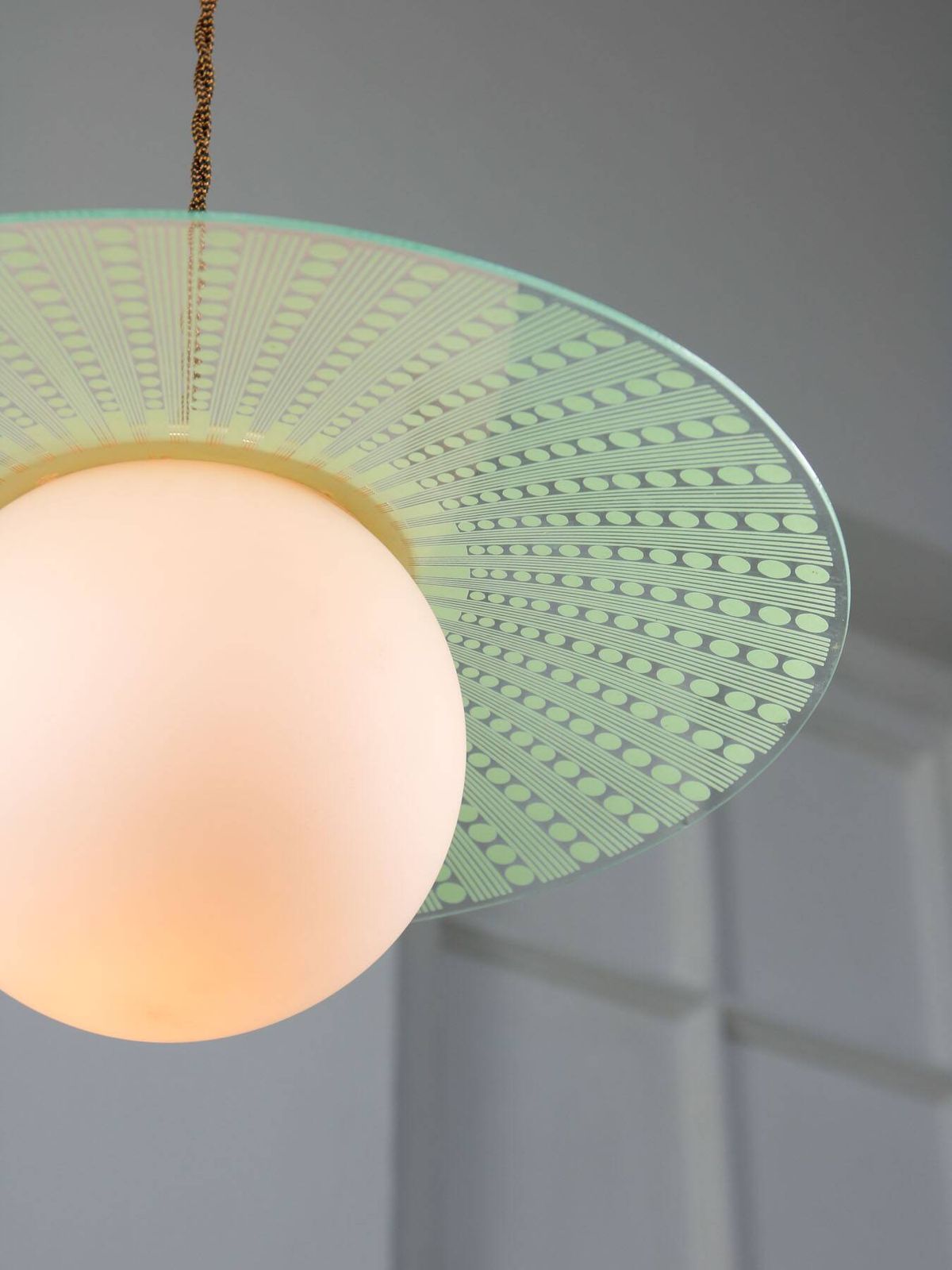 Mid Century Italian Angel Pendant Lamp In Brass And Opaline Glass photo Lighting