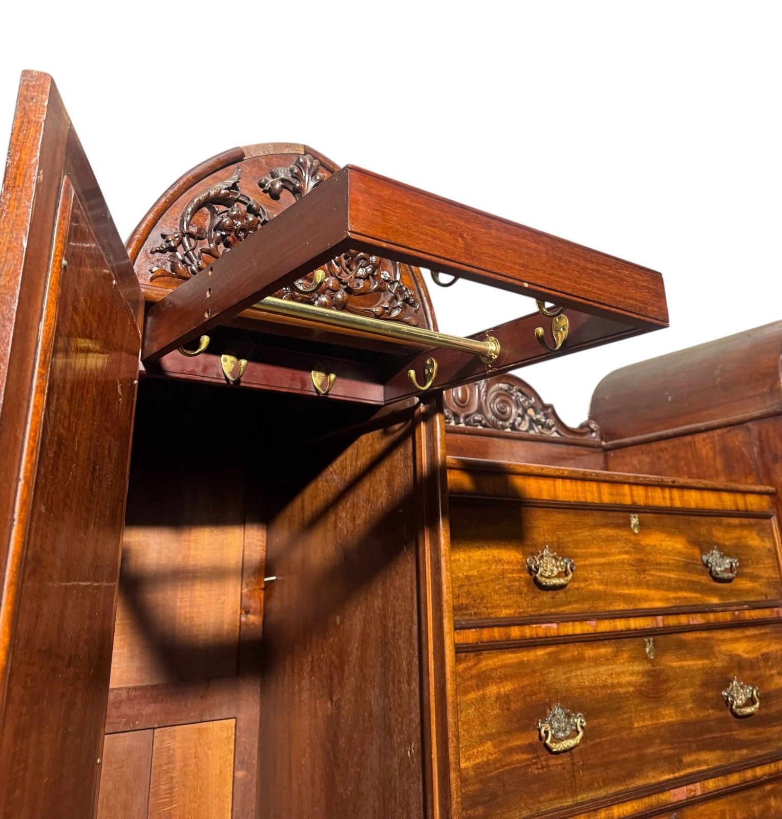Antique Flemish Mahogany Wardrobe  Combination Wardrobe Dome Top Victortian photo vinterior