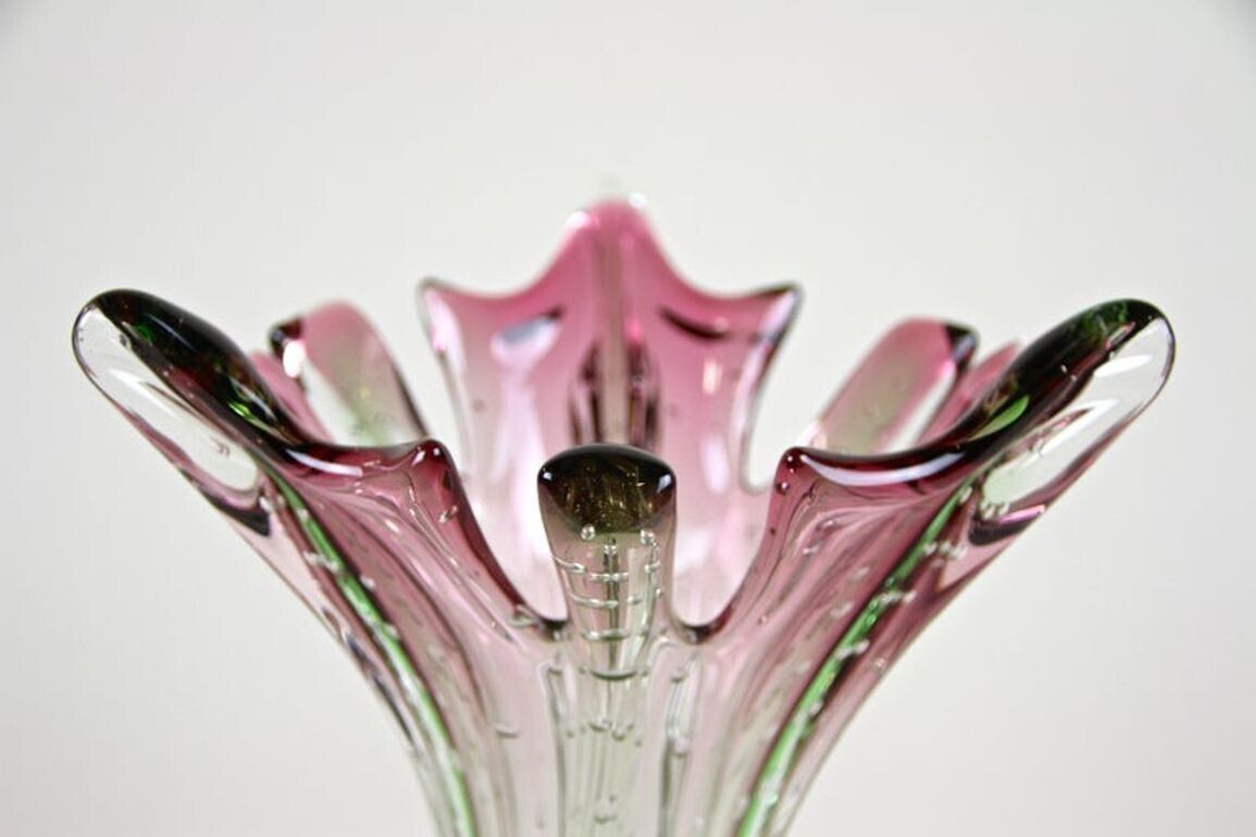 20th Century Sommerso Murano Glass Vase   Pink/ Green, Italy, Circa 1960/70 photo 450.0