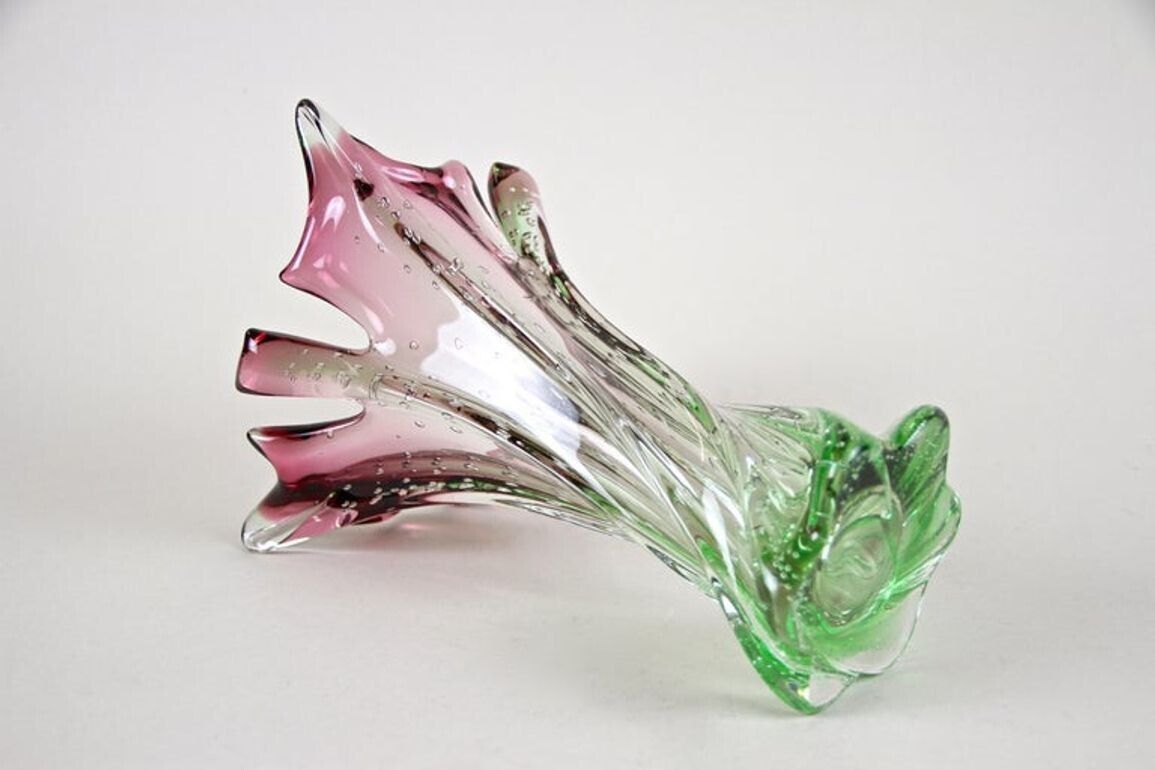 Home Decor 20th Century Sommerso Murano Glass Vase   Pink/ Green, Italy, Circa 1960/70 photo
