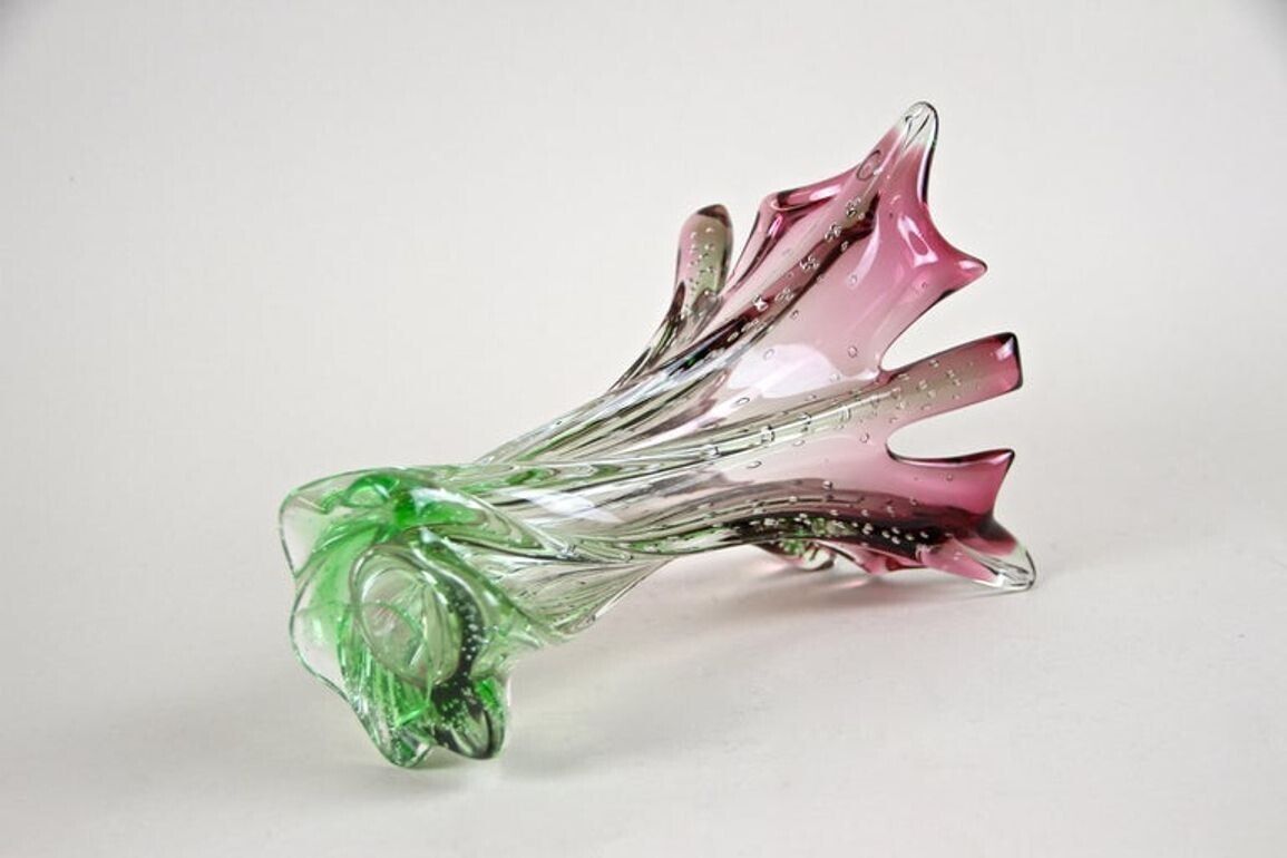 450.0 20th Century Sommerso Murano Glass Vase   Pink/ Green, Italy, Circa 1960/70 photo