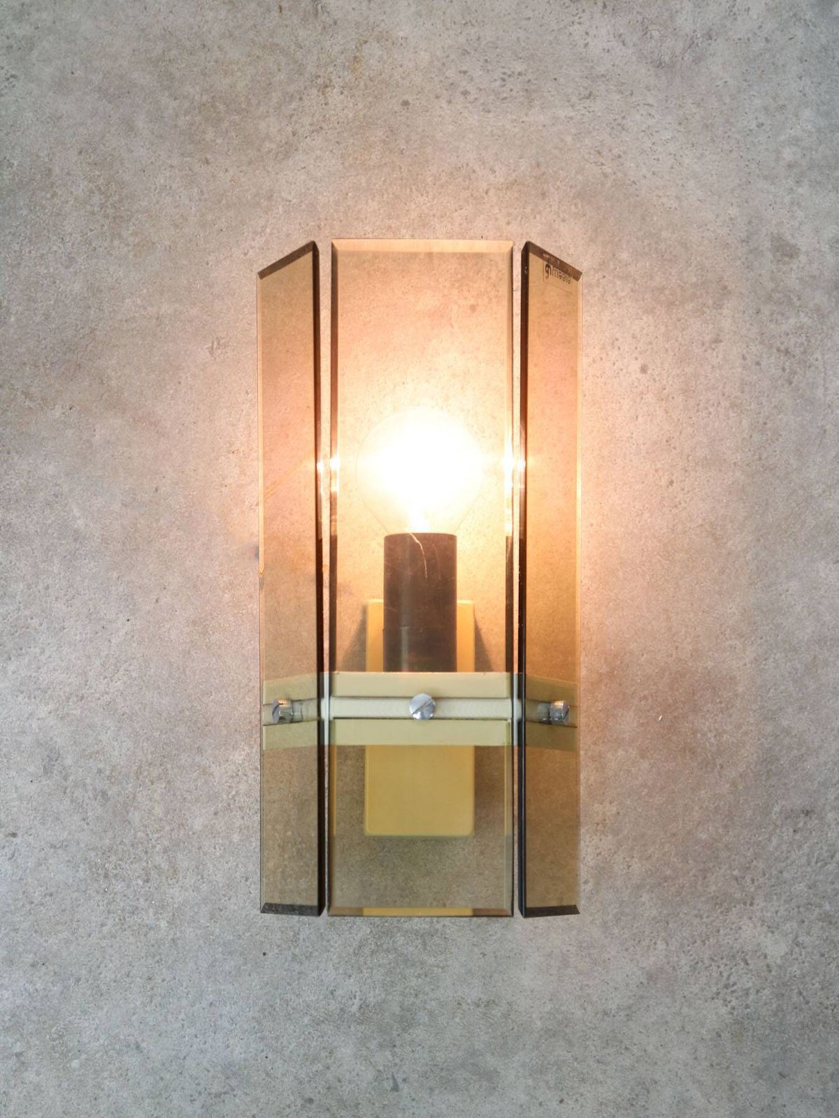 Italian Wall Light In Smoked Plexiglass For Guzzini, 1970s photo vintage