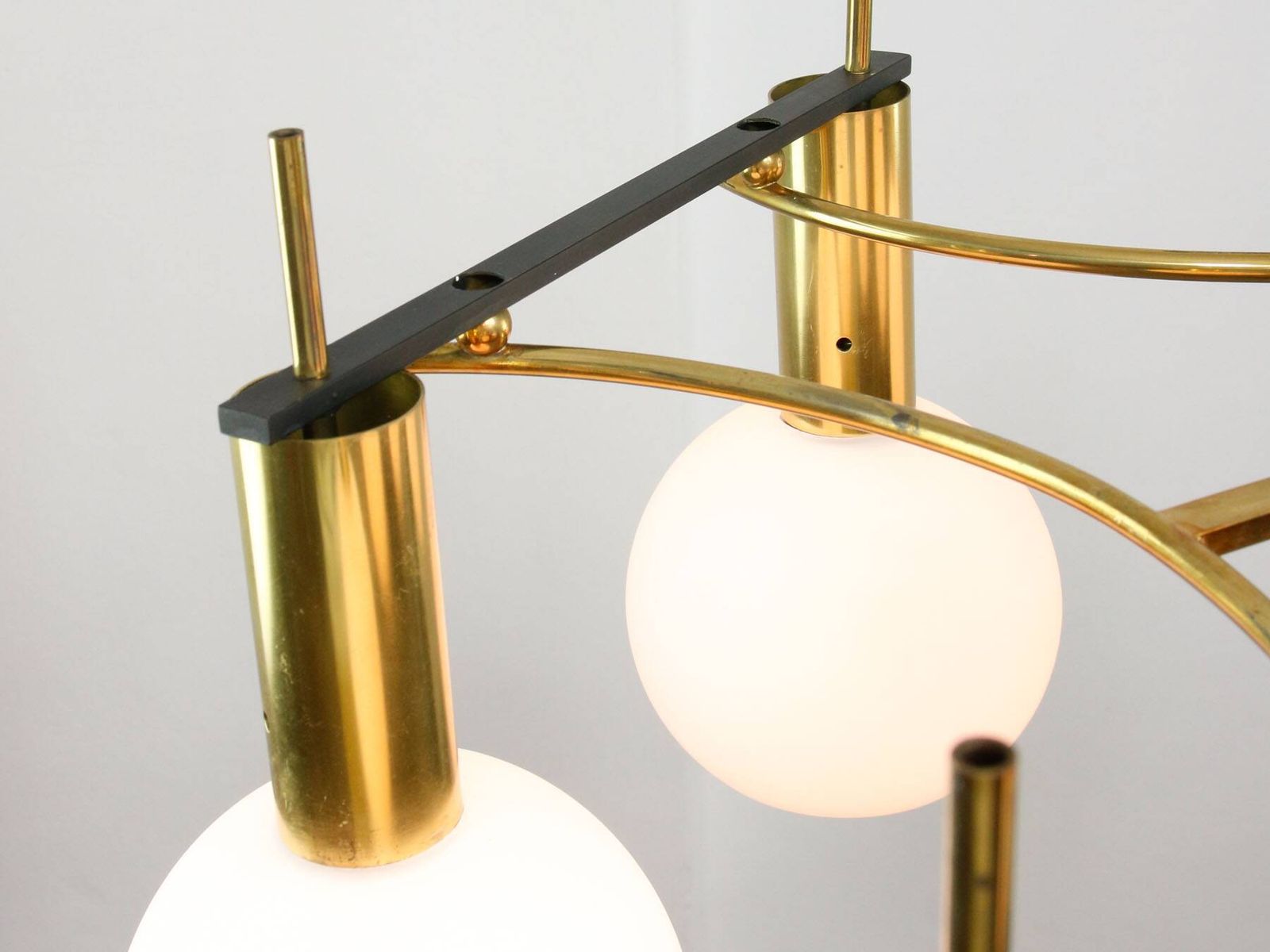 photo buy Mid Century Modern Italian Brass And Opaline Chandelier