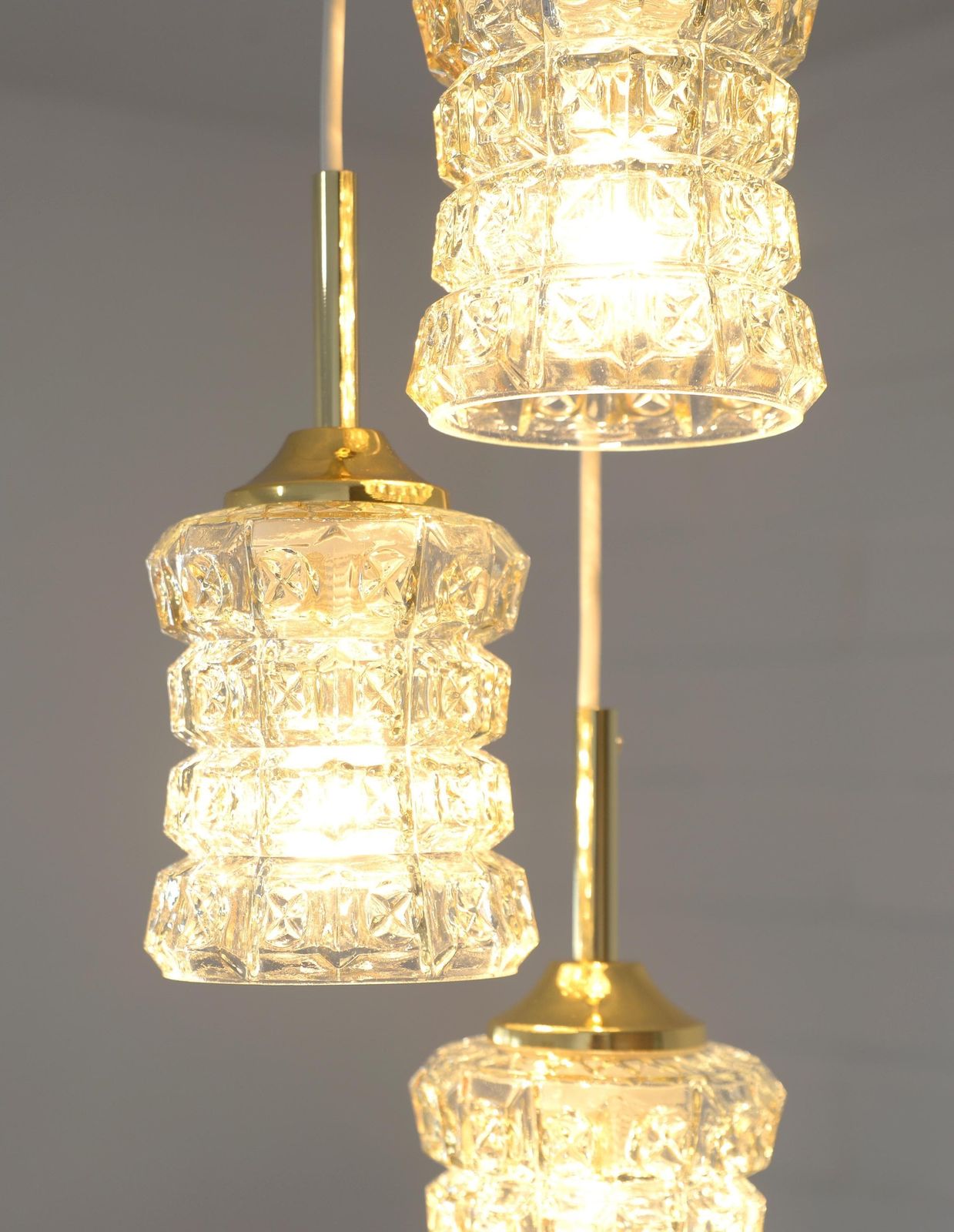 Vintage Hand Blown Glass Pendant Lamp: Mid Century Modern Cascade Light photo 222.0