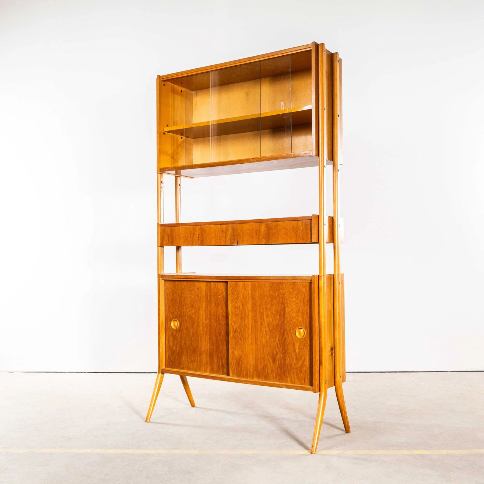 1960’s Tall Glass Mid Century Shelving Unit photo 695.0
