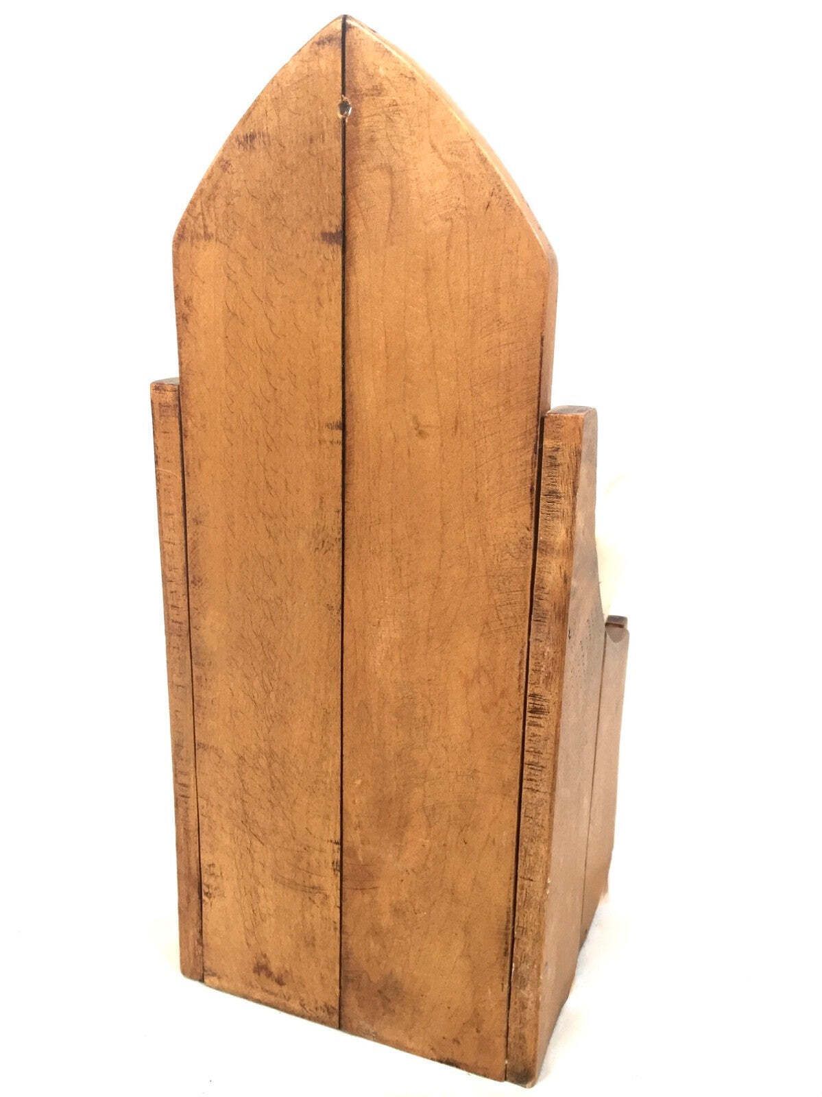 Antique Wooden Wall Hanging Pine Candle Box Church Used C.1900 photo vinterior