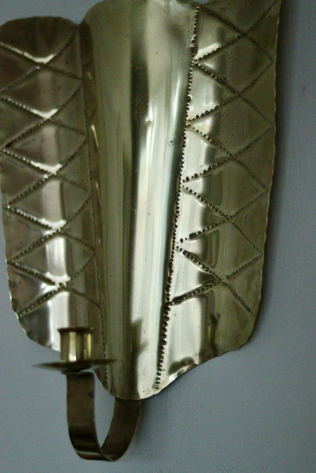 photo buy Pair Of Mid Century Swedish Brass Shield Shape Sconces