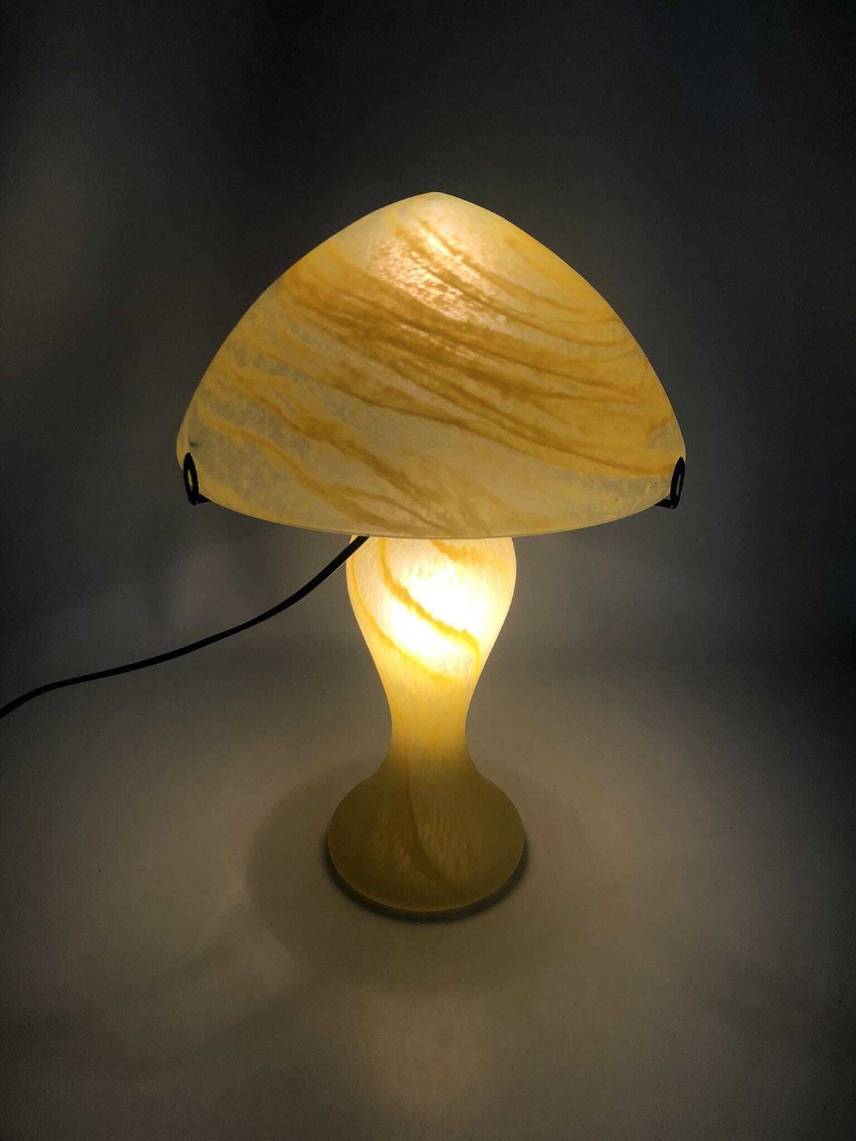Art Nouveau Style Yellow Glass Mushroom Lamp photo furniture