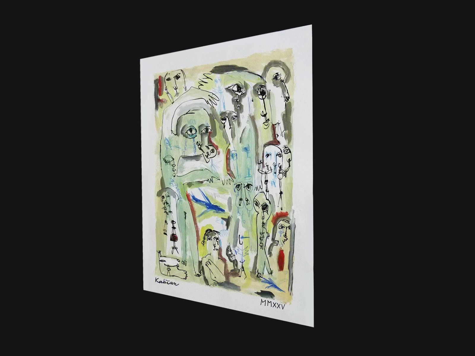 Mixed Media, Art Brut/Figurative Art/Singular Art, Signed Kabian (Jean Baptiste), 50 X 65 Cm (19.68 X 25.59 In) photo furniture