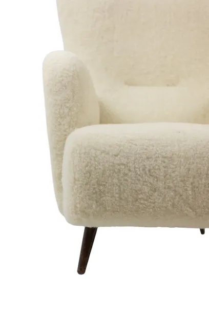 Armchair, Or Bergère, With Its Bouclette Fabric. 1950s photo 1900.0
