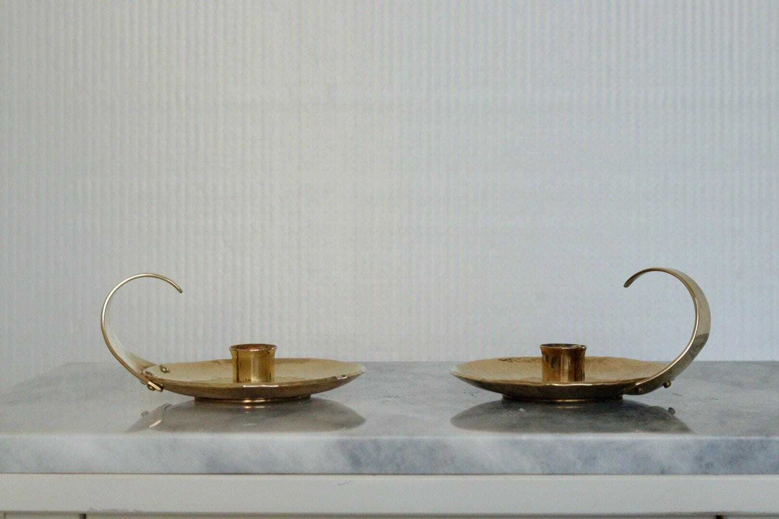 Pair Of Swedish Mid Century Candlestick Holder By Skutuna photo vinterior
