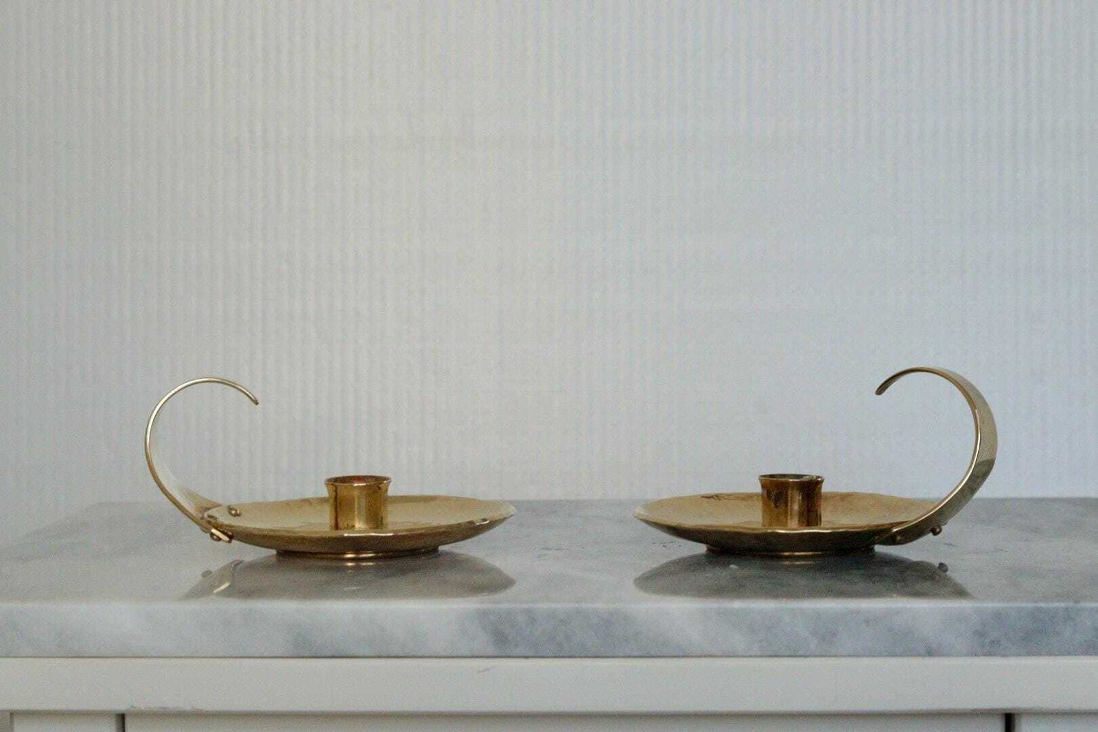 Pair Of Swedish Mid Century Candlestick Holder By Skutuna photo buy