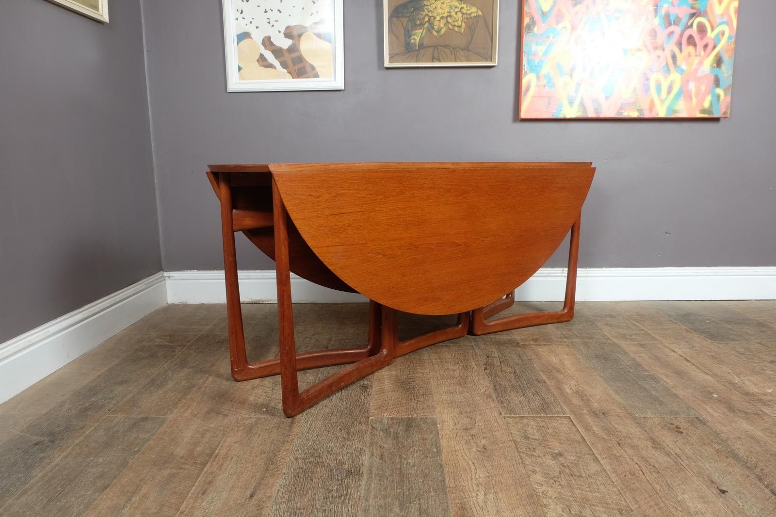 Peter Hvidt Teak Gateleg Drop Leaf Dining Table France & Son Danish Mid Century photo for sale