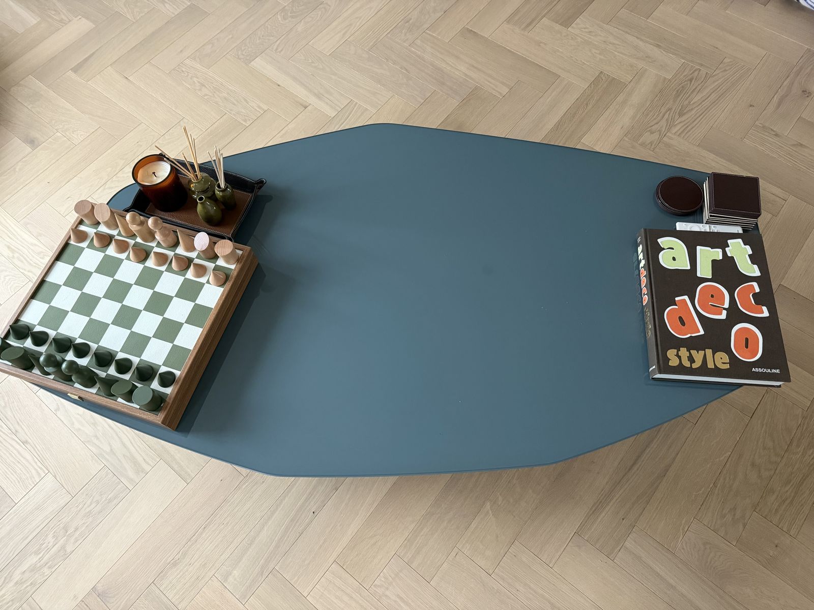 Quintet Cocktail Table (Large) Lacquered Glass Top photo furniture