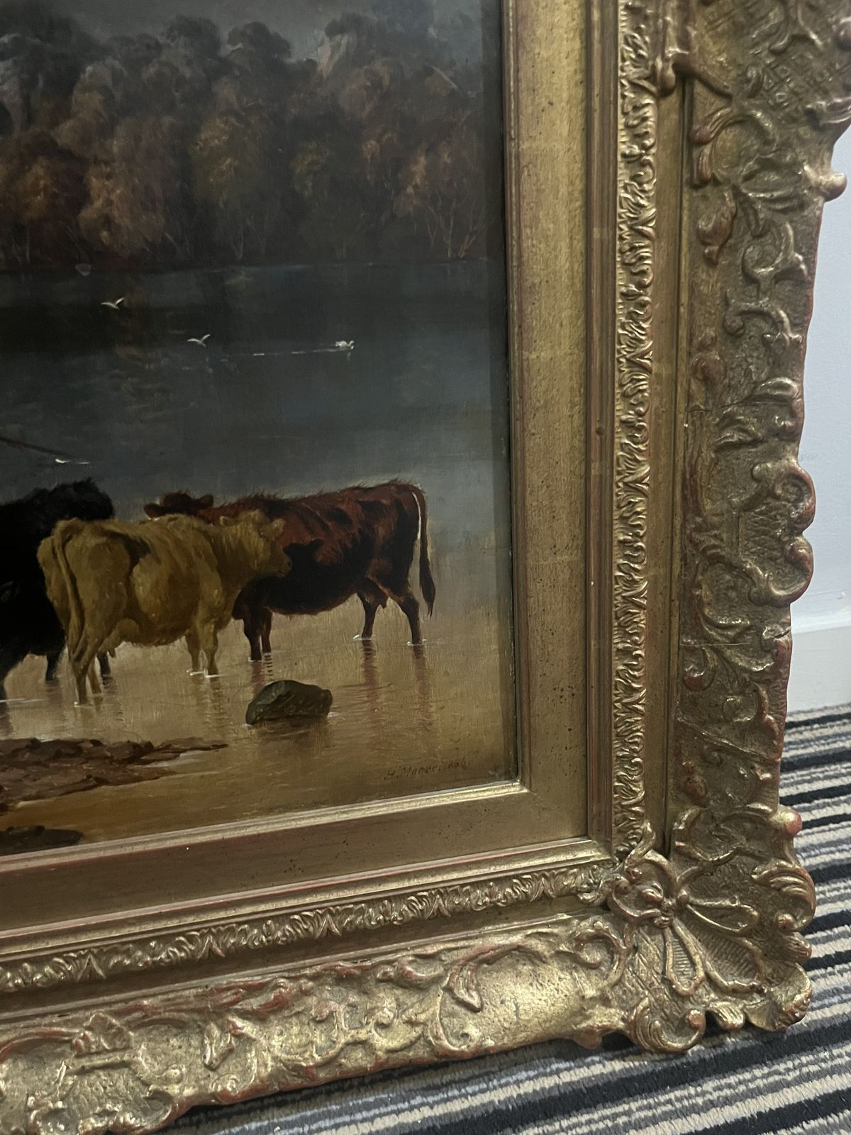 photo furniture Henry Moore Landscape Original Framed  Painting 1886 Oil On Canvas