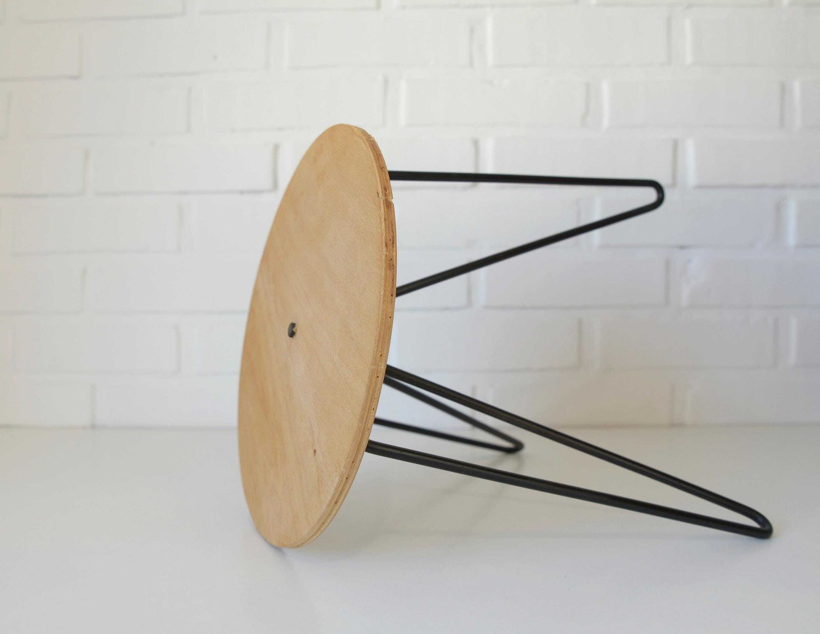 Vintage Hairpin Stool / Diy / Foot Stool Base / Wood And Metal Stand / Made In Yugoslavia 70's photo vinterior