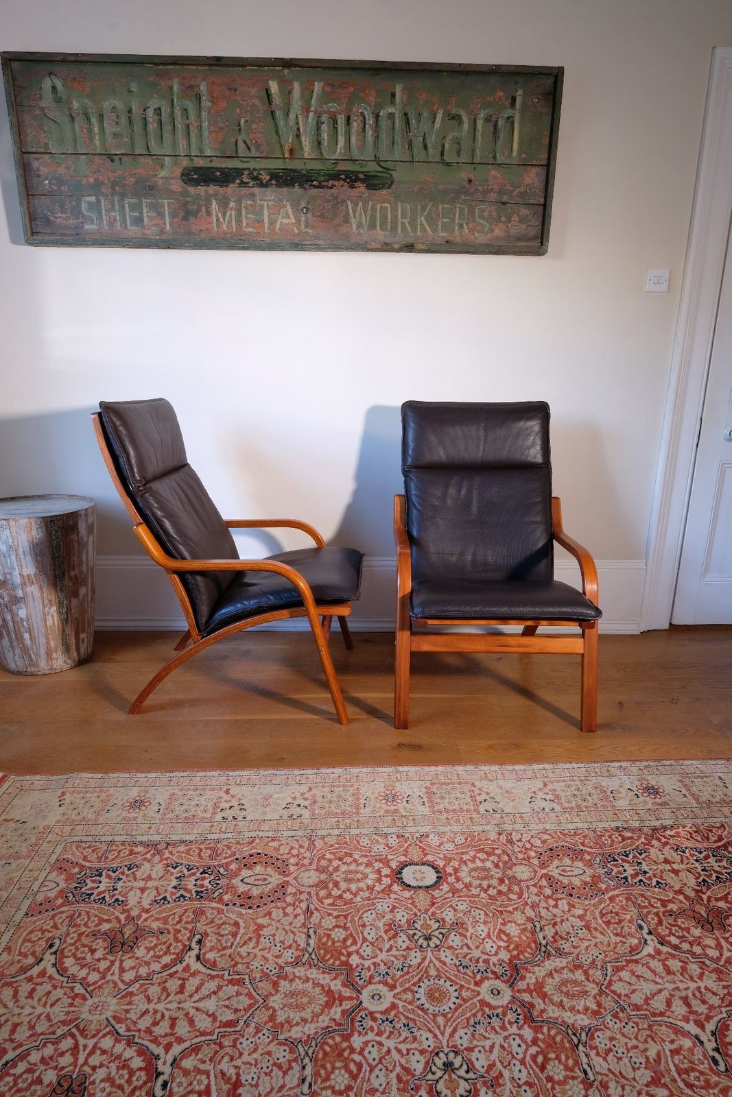 Pair Of Vintage Danish Stouby Bentwood Leather Lounge Chairs photo furniture