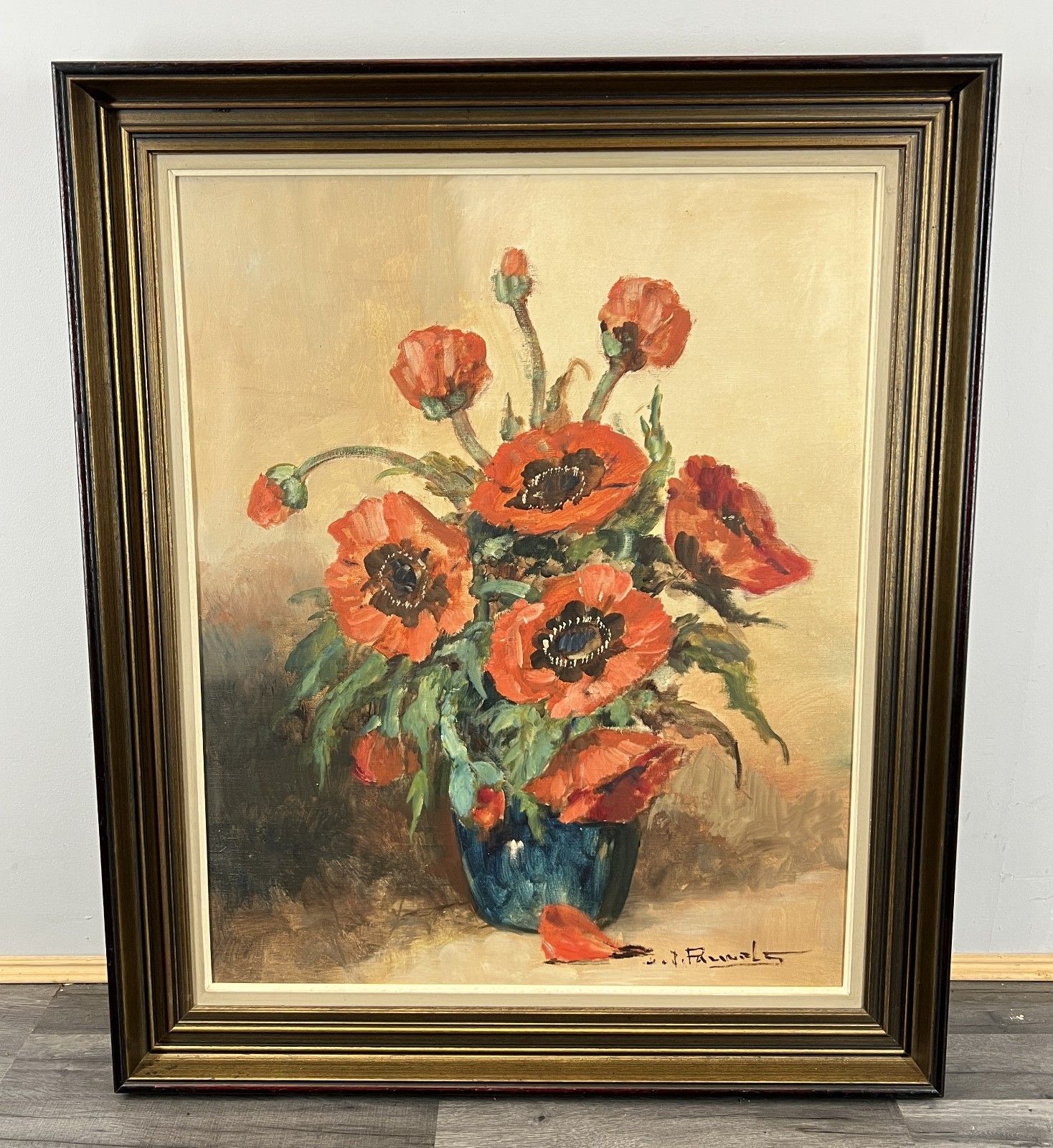 Vintage French Painting Floral Still Life Framed Artwork Signed Lot 4630