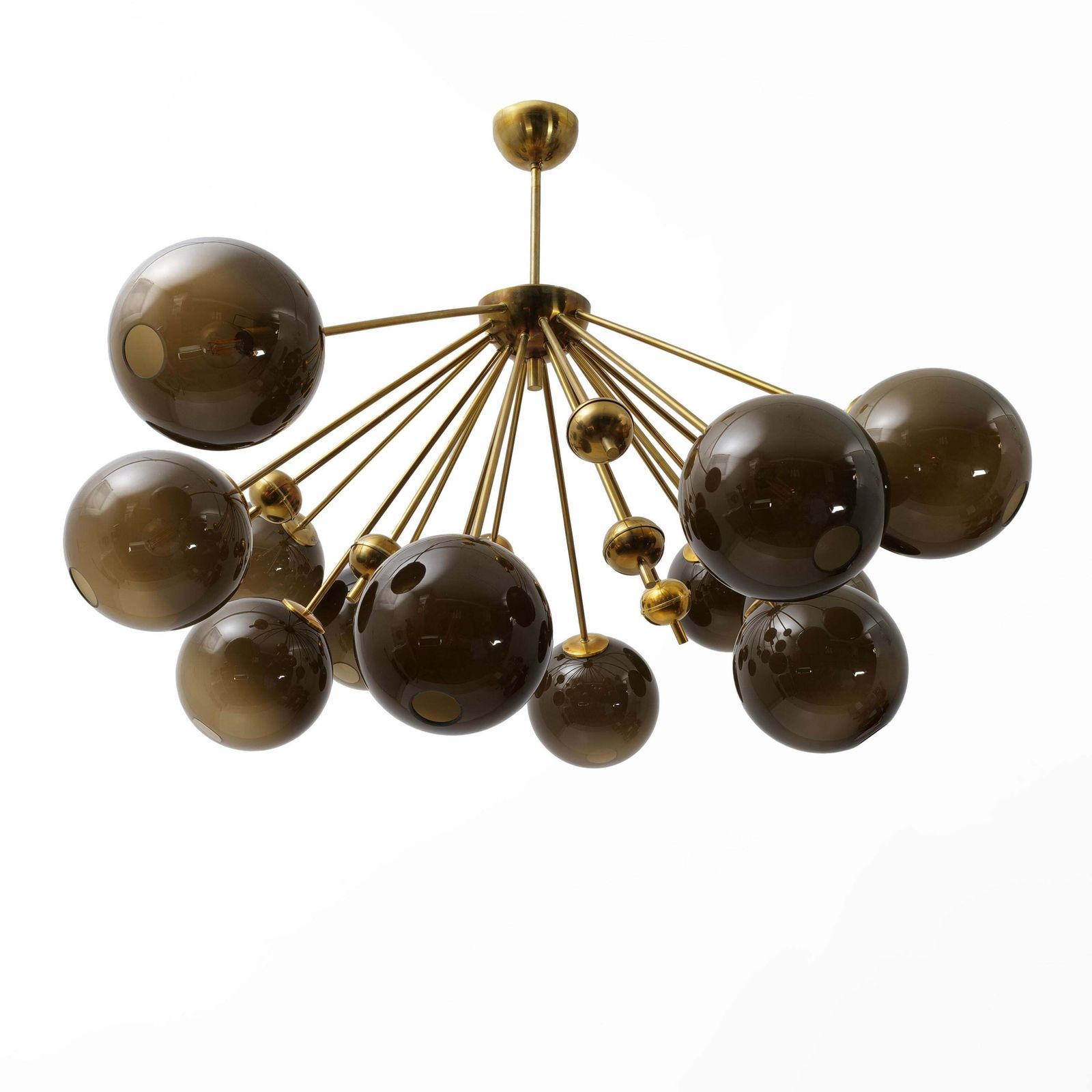 “Galaxy” Chandelier In Brass And Fumé Murano Glass photo furniture
