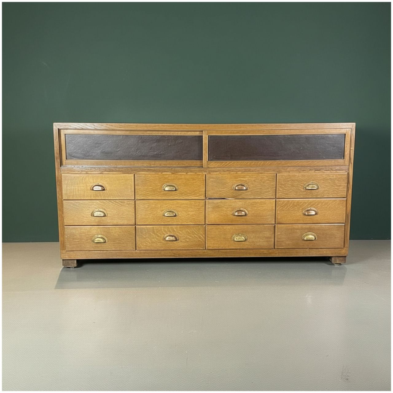 1930s 12 Drawer Shop Counter, Vintage photo furniture