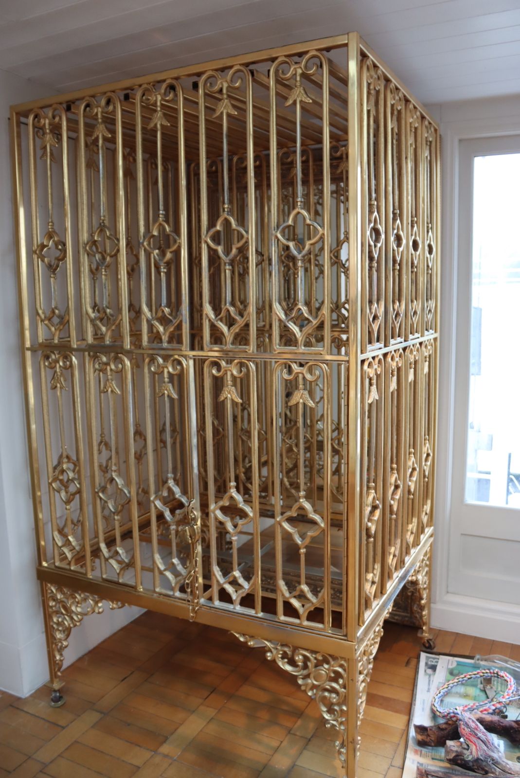 Substantial 24 Carat Plated Bird Cage photo for sale