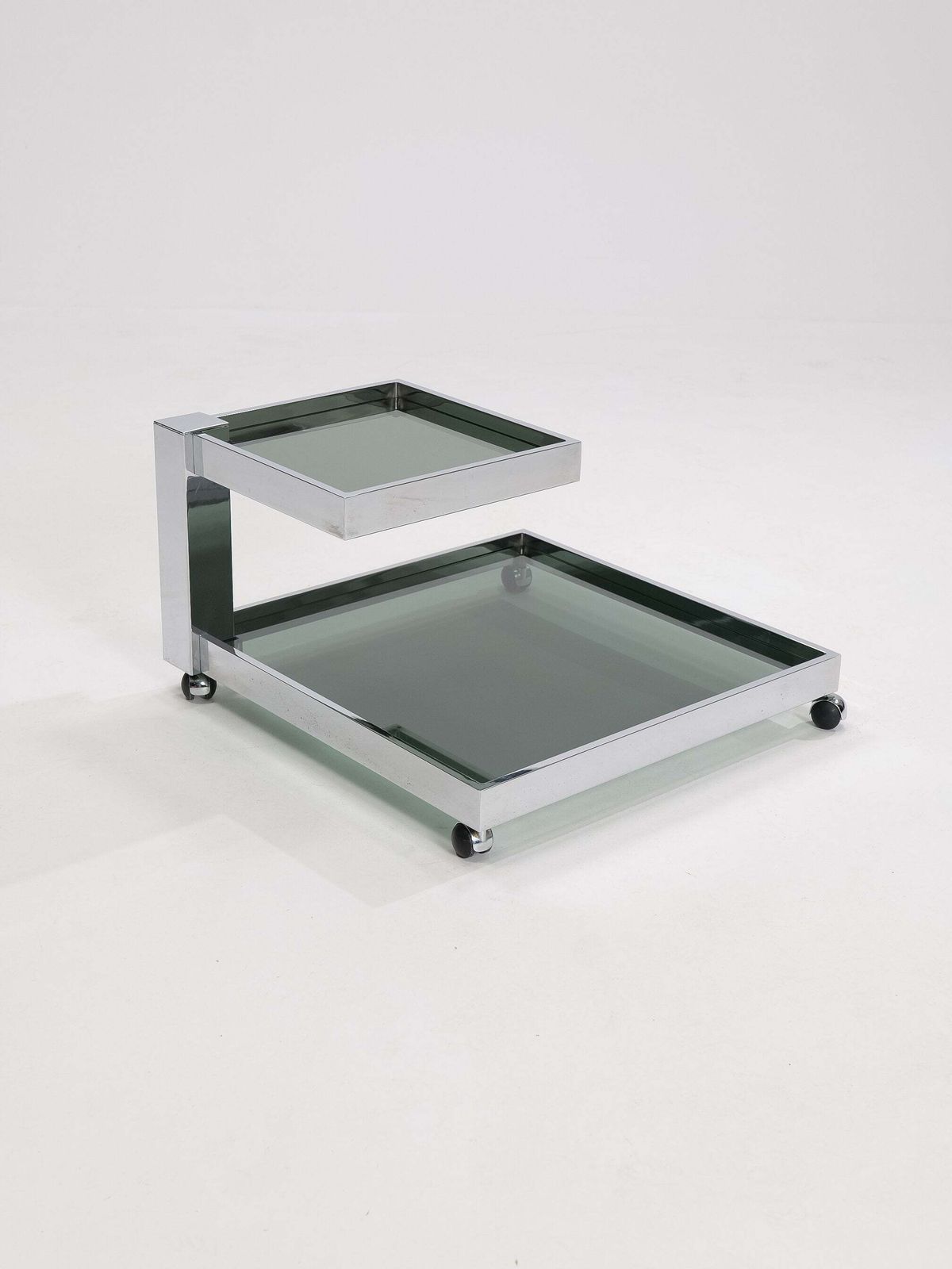 Serving Bar Cart In Chrome And Smoked Glass, 1970s photo furniture